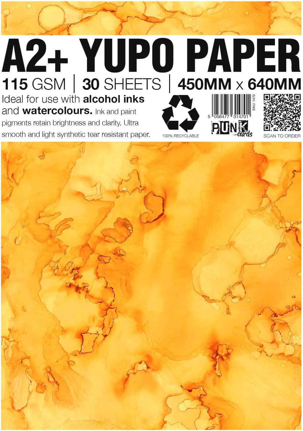 Yupo Paper - Alcohol Inks - Yupo Paper A2 - Alcohol Ink Art Paper - for Artists and Painters - 30 Sheets - 115gsm - A2+ - 450mm x 640mm
