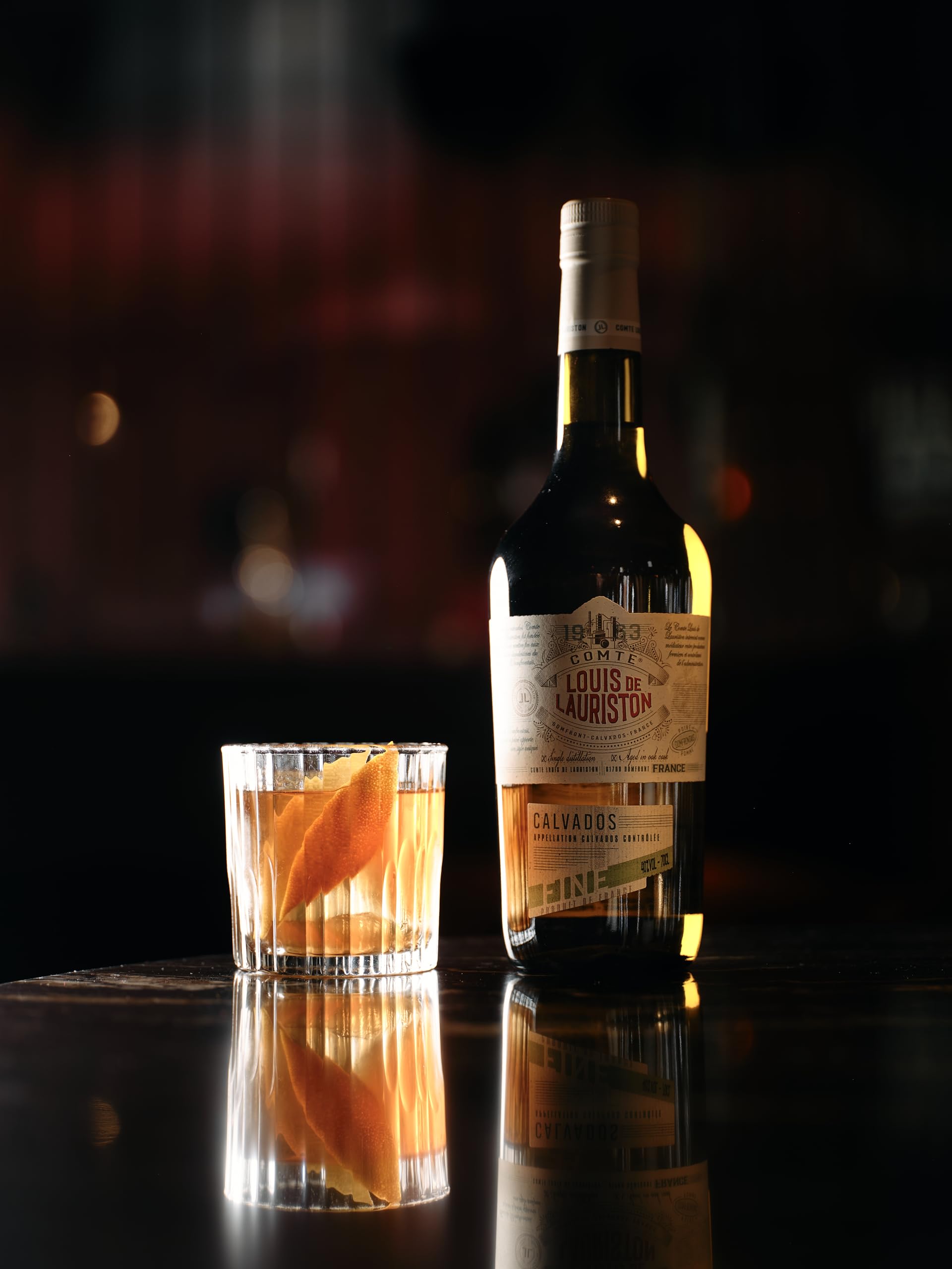Calvados Domfrontais Comte De Lauriston Fine - Liquore Distillato Francese, Gusto Speziato e Fresco, 40%, Bottiglia in Vetro da 70cl