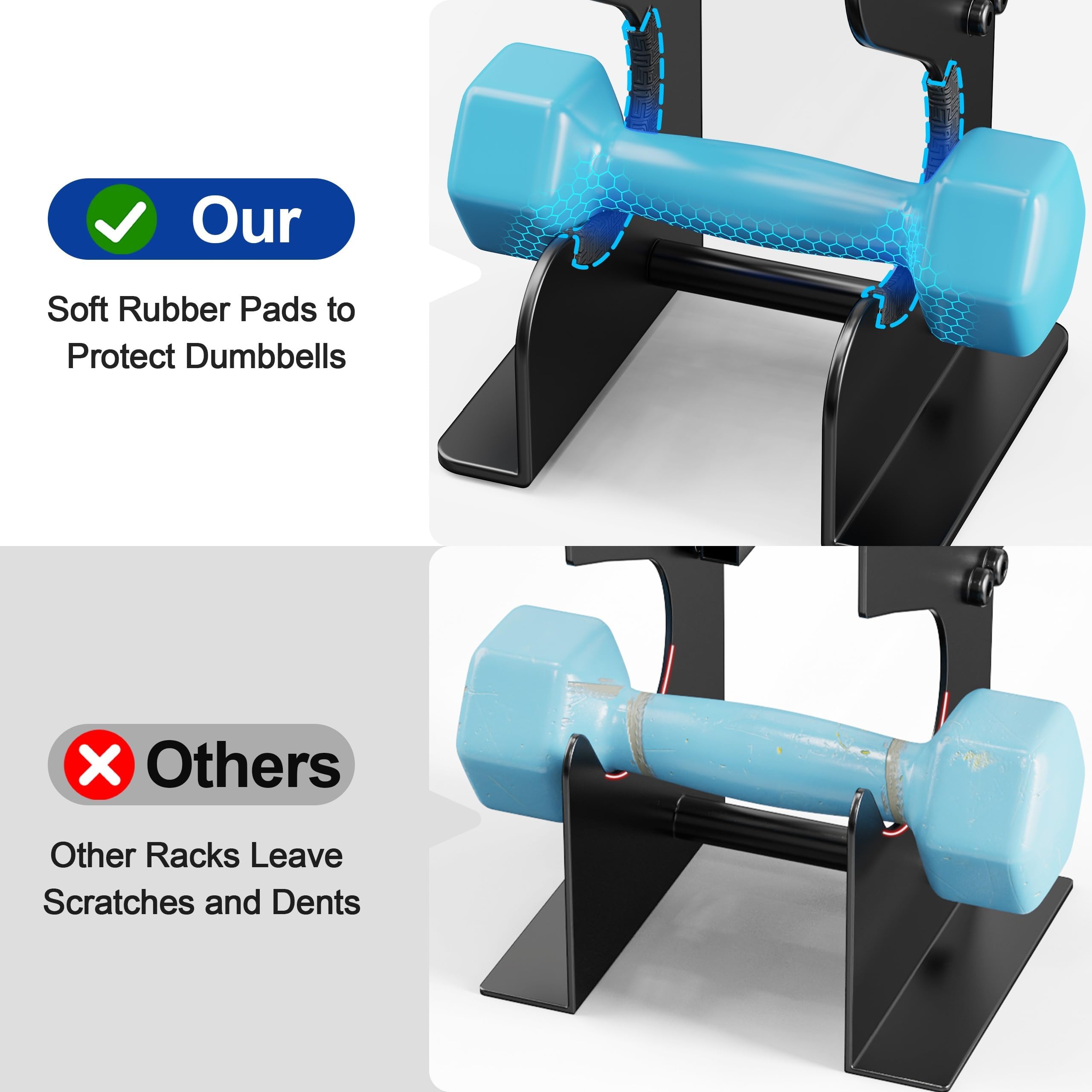 4-stöckiger Hantelständer für Home-Gym – Kompakter Hantelständer für Kurzhanteln & Freihanteln, Robustes Stahl-Hantelregal für Neopren- & Sechskant-Hanteln (Hanteln nicht enthalten)