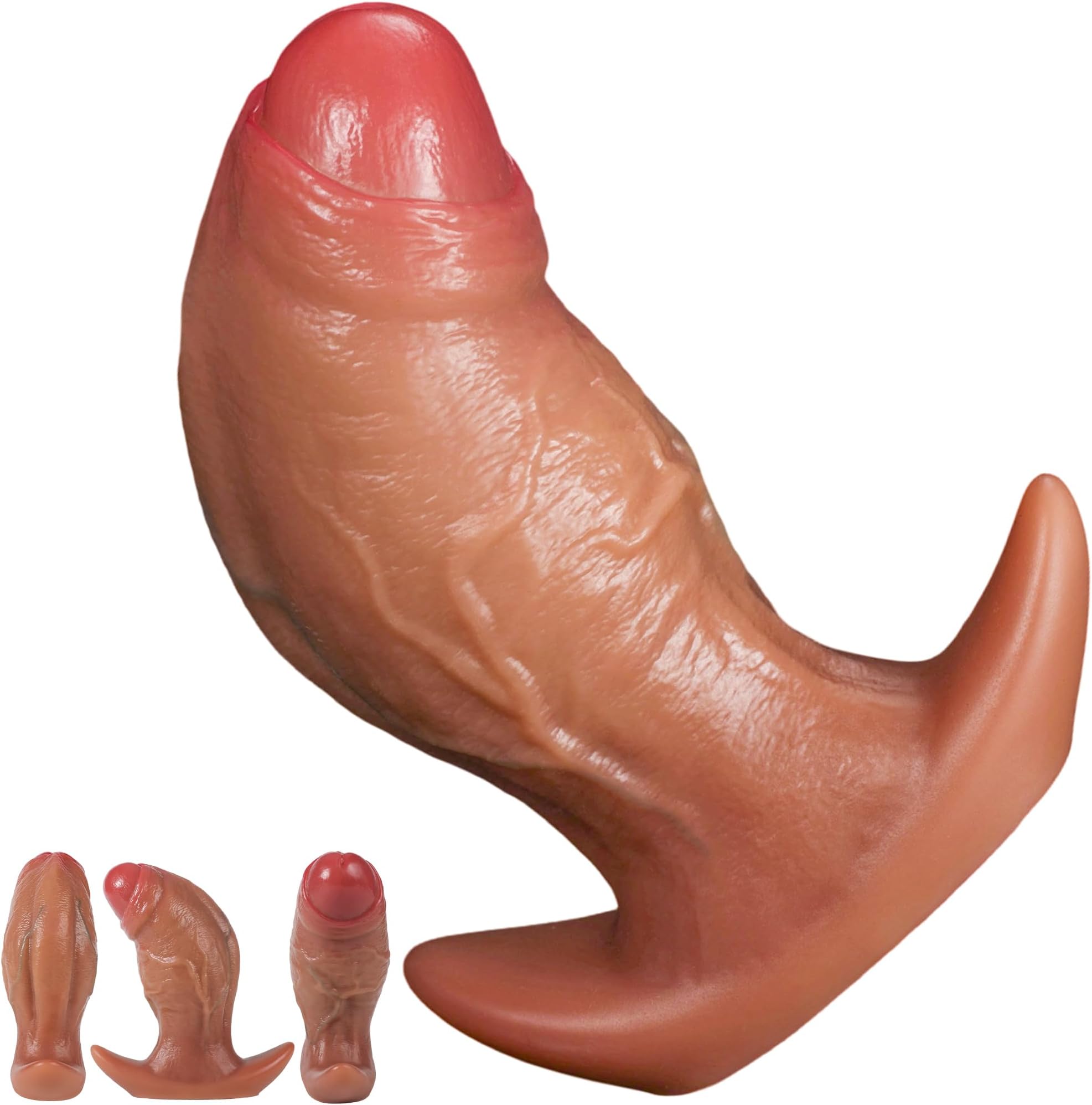 4.35'' Realistic Dildo Knot Anal Plug, Silicone Thick Knotted Butt Plug with Anchor Base, Wearable Dildo Stretcher for Anal Training, G-Spot & Prostate Sex Toys for Beginner Men & Women Flesh
