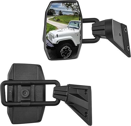 Espejos para puertas compatibles con Wrangler, QMPARTS no vibran ni tambalean, espejo lateral de liberación rápida sin puerta fácil de instalar para