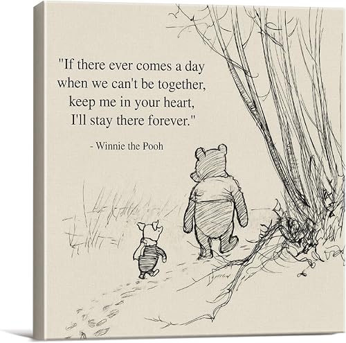 Arte de pared clásico con cita de Winnie the Pooh, arte retro con texto en inglés "If There Ever Comes a Day" (If There Ever Comes a Day Sayings),