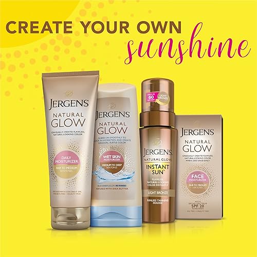 Miniatura 6 de Jergens Natural Glow - Hidratante de bronceado instantáneo + bronceador, bronceado ligero sin sol para un color de aspecto natural, bronce claro, 6