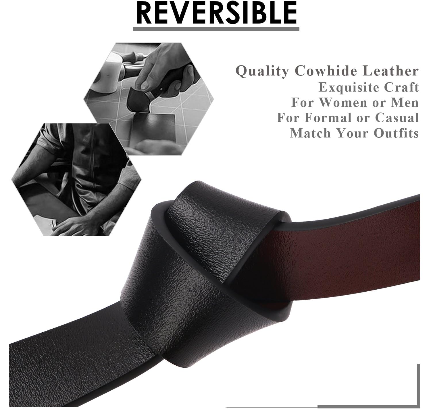 XZQTIVE Reversible Leather Belts for Women with Rotated Metal Buckle Fashion Women Belts - Image 4
