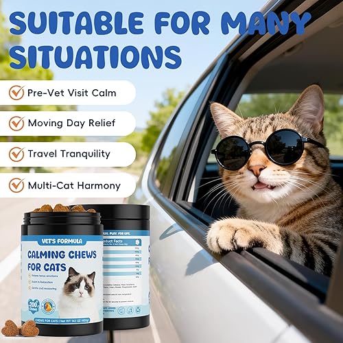 Vista 2 de Masticables calmantes para gatos – Golosinas de apoyo tranquilo con manzanilla y melatonina para gatos comodidad en momentos estresantes