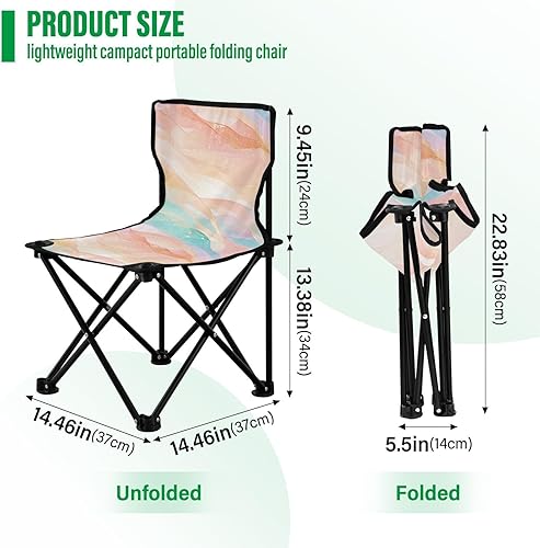 Miniatura 3 de KLL Sillas plegables de estilo artístico fluido, color blanco, verde azulado, rojo, para mochilero, ligera, compacta, plegable, bolsa de transporte,