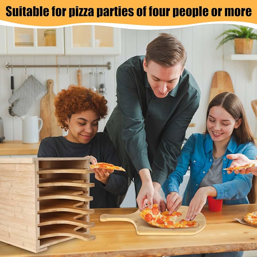 Slyced Pizzaschaufel-Set - 4x Bambus-Schaufeln Mit Holzständer