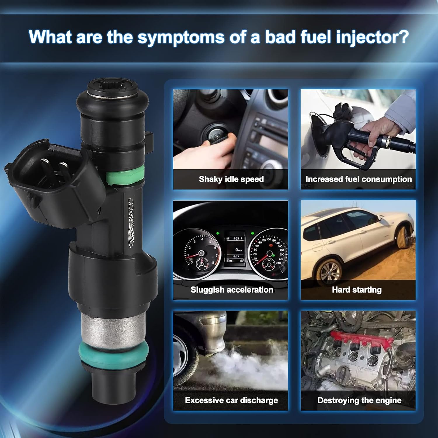 Fuel Injectors Set of 6 Compatible with Infiniti 2015 G25 2011 2012 G37 2010-2013 Replace FBY7030 16600-JK00A 12 Holes