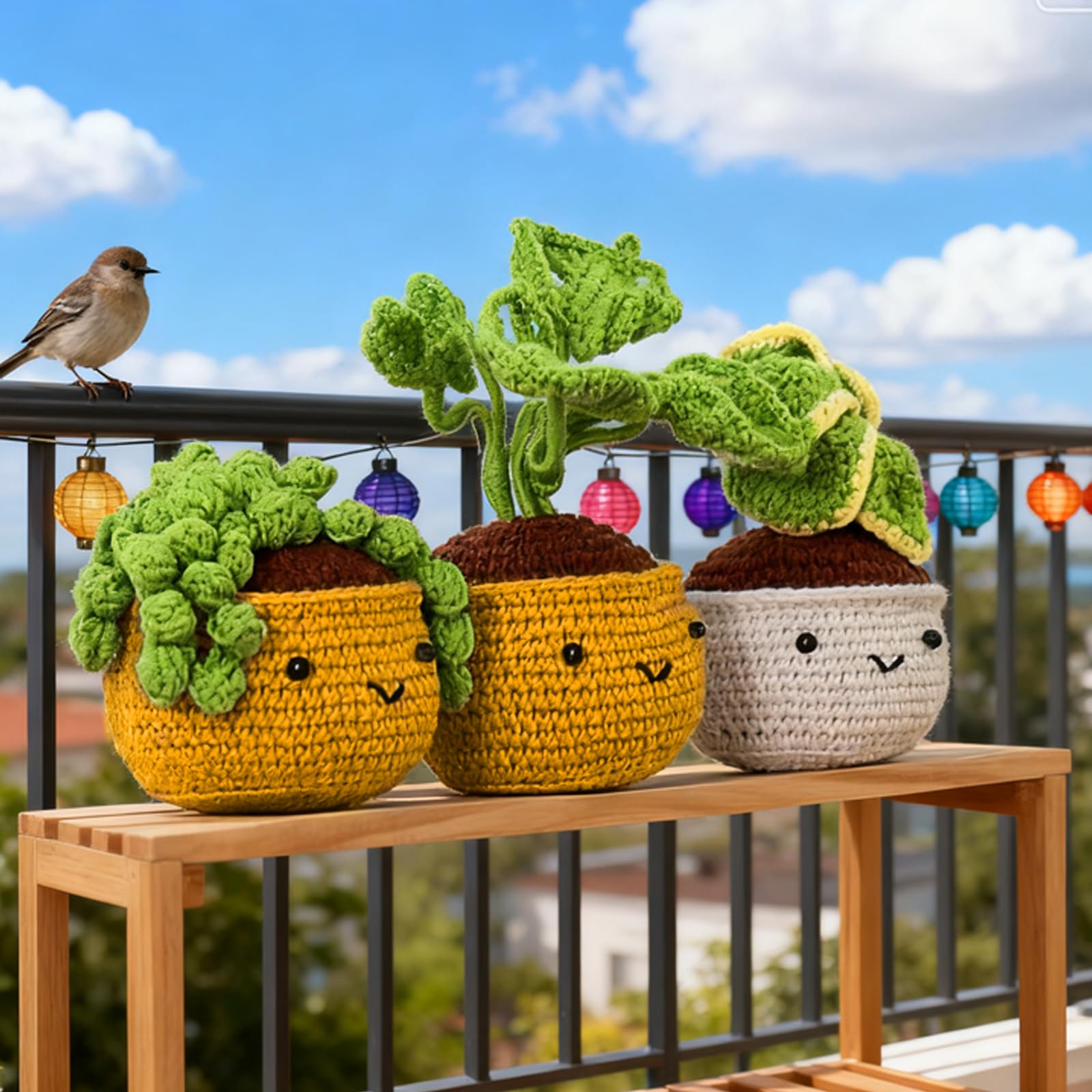 BAIFULAI Kaktus Hänge Häkeln Starter Kits Erwachsene: Häkelset für Anfänger mit Häkelnadeln, Garn und Füllung, DIY-Handarbeiten Häkel Set mit Anleitung und Schritt-für-Schritt-Video-Tutorials