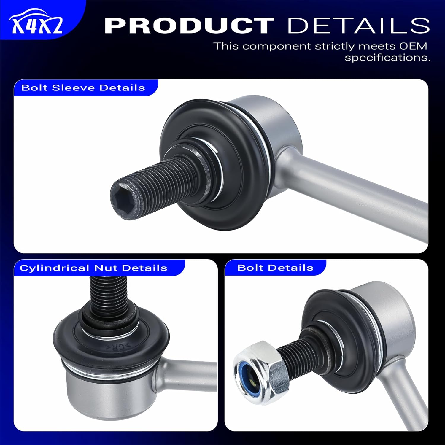10.63" Zinc-Nickel Alloy Front Left & Right Stabilizer Sway Bar Links for Hyundai Azera 12-17, ­Sonata 12-15, Kia Cadenza 14-16, Optima 12-16 54830-3Q000