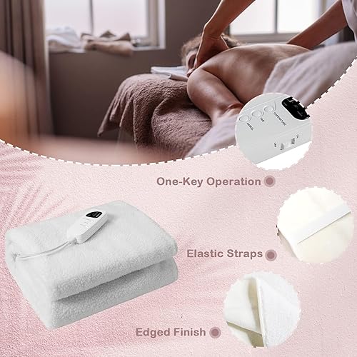 Miniatura 5 de WELLHUT Calentador de mesa de masaje, calentador de cama de masaje con certificación UL, funda de mesa de vellón de lujo con 5 niveles de calor, 8