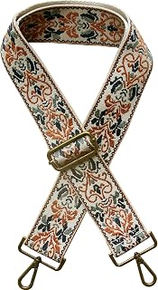Yiaizhuo Ethnic 2" Wide Adjustable Purse Strap Replacement - Breathable Canvas Shoulder Crossbody Handbag Guitar Strap for Women