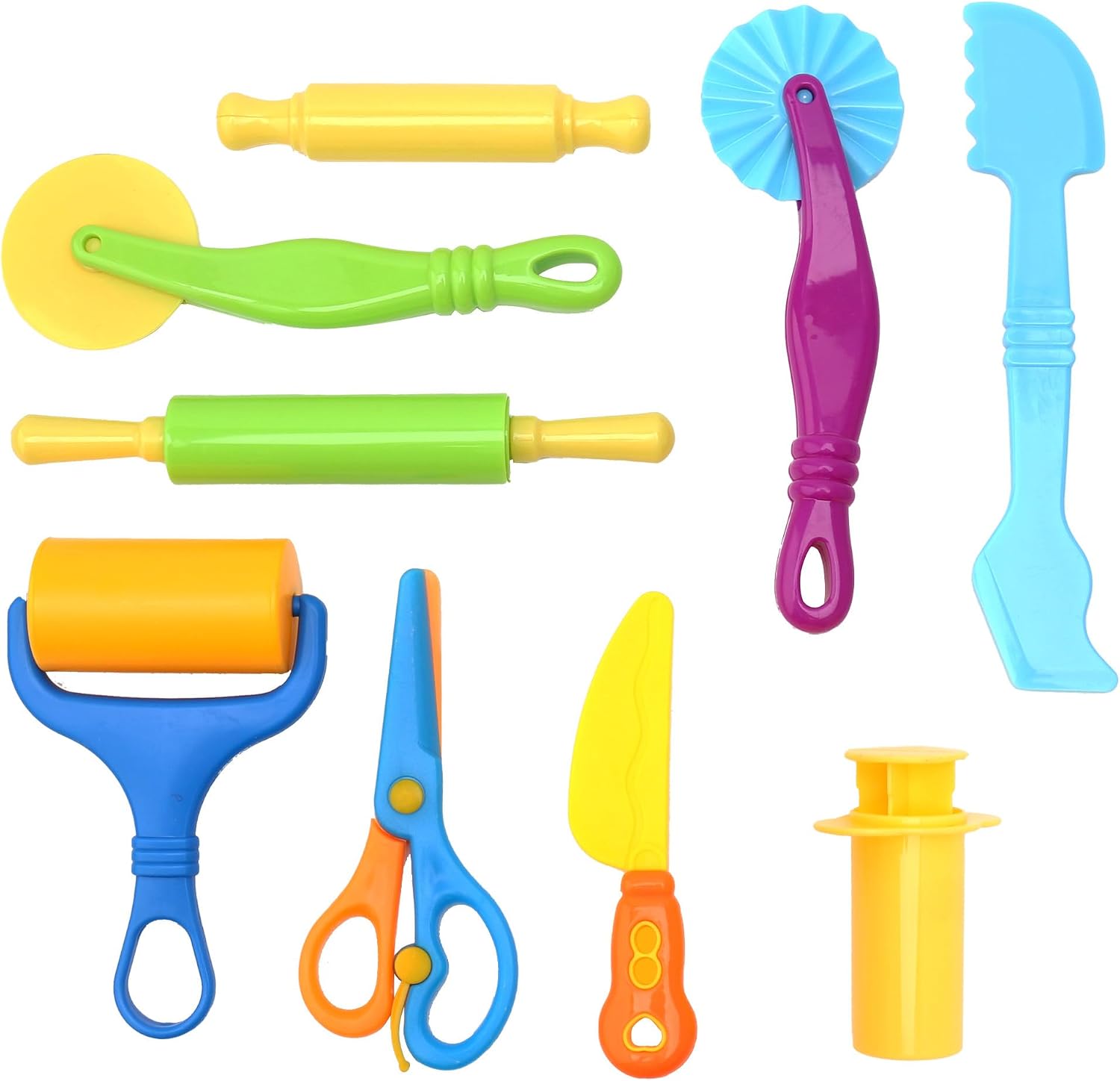 9 PCS Craft Dough Tool Set for Kids, Modeling Clay Tools with Rolling Pin and Scissors, Dough Sculpting Accessories Kit for Toddlers, Arts & Crafts Supplies for Creative Play