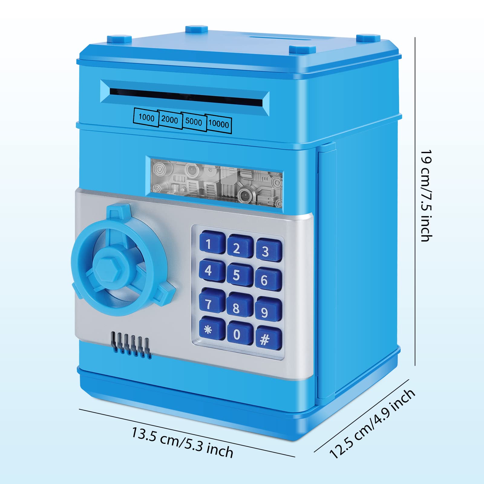 Amazon.co.jp: 電子貯金箱 紙幣自動挿入 お札 コイン 貯金箱パスワード付き セキュリティパスワードバンク ATM ダイヤルロック式  シミュレートされた指紋 音楽付け 現金コイン用 大容量貯蓄 子供 安全な銀行ボックス 完璧な誕生日 プレゼント イベント景品 おもしろ玩具 ...