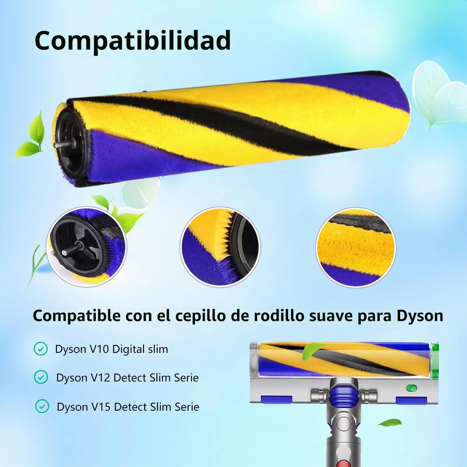 4 piezas para compatible filtros Dyson V15, filtro HEPA para aspiradora compatible Dyson V15 Detect Slim Series, V15 Accesorios Set con 2 filtros de repuesto, 1 cepillo de rodillo, 1 cepillo