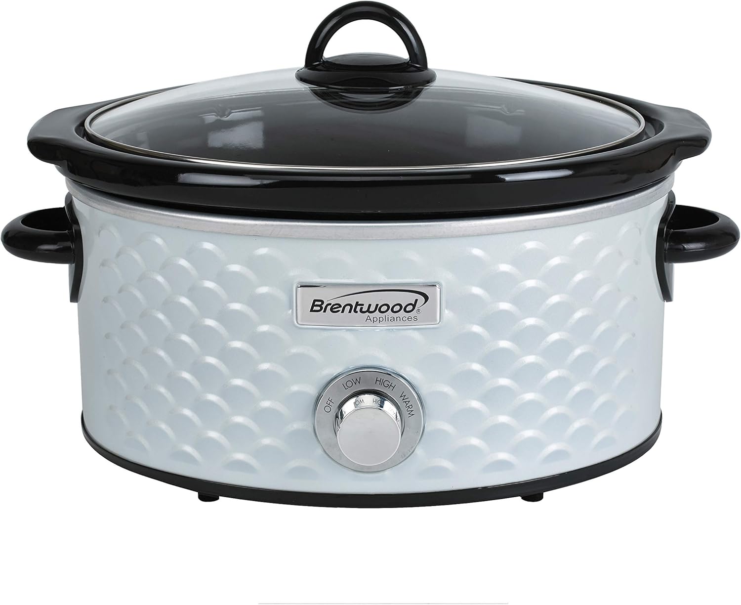 Brentwood SC-140W Slow Cooker Scallop Pattern, 4.5 Quart, White