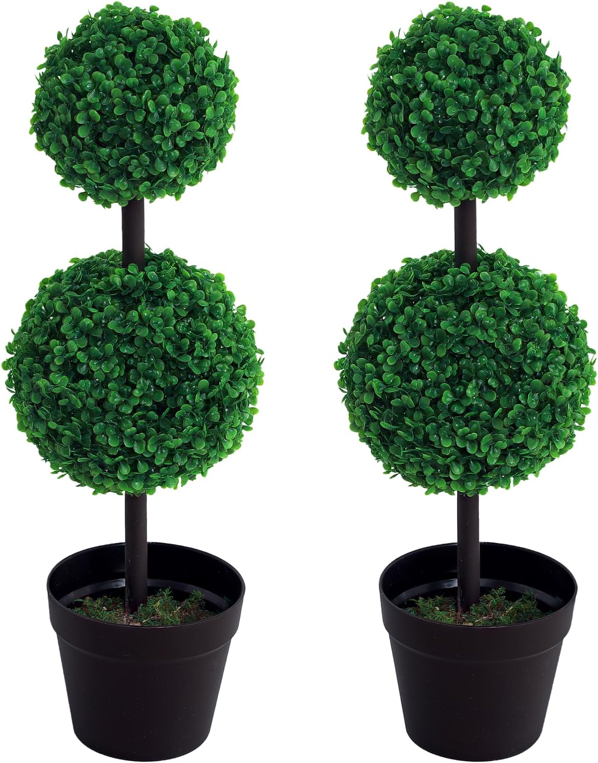 Outsunny Set of 2 Artificial Boxwood Ball Topiary Trees Potted Decorative Plant Indoor Décor (67cm)