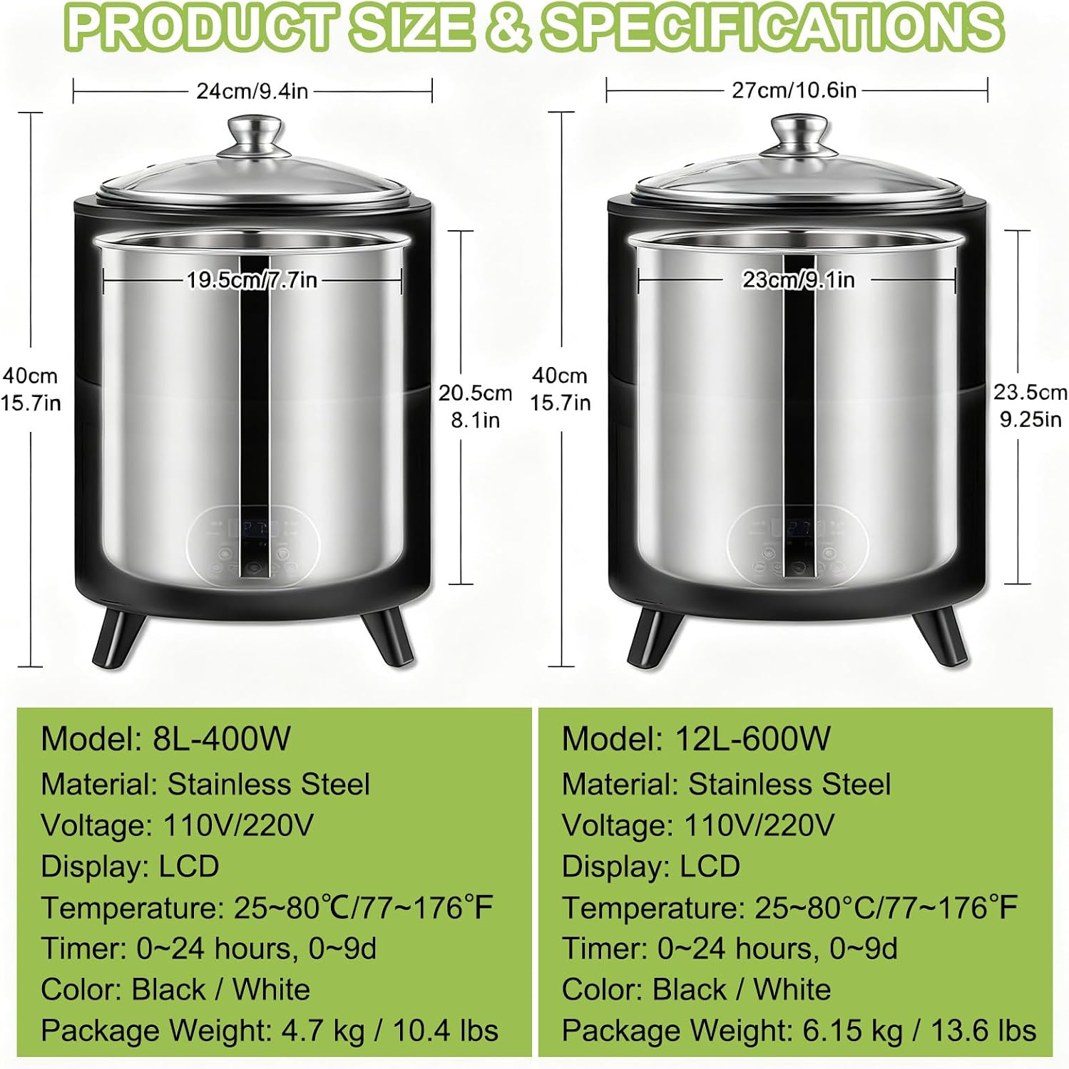 8L/12L Digital Yogurt Maker Fermentation Machine with Smart Timer & Temperature Control, Electric Fermentation Machine for Milk, Sweet Rice Wine, Fruit White 8L