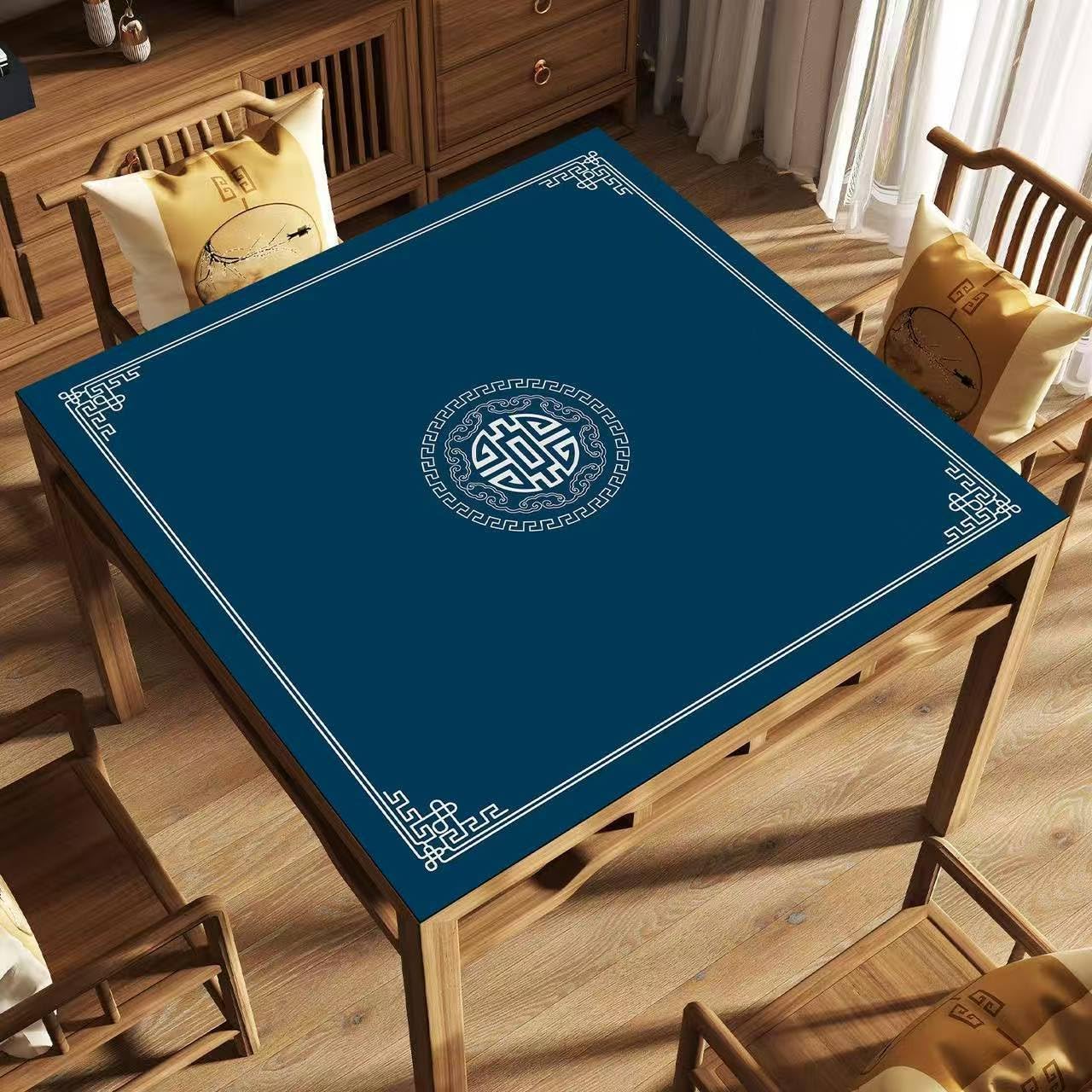 Mahjong Tablecloth, Traditional Chinese Style 80x80cm (31.5x31.5in) Scratch-Resistant Table Cover with Edge-Locking Craftsmanship & Longevity Pattern for Mahjong Gaming & Home Decor
