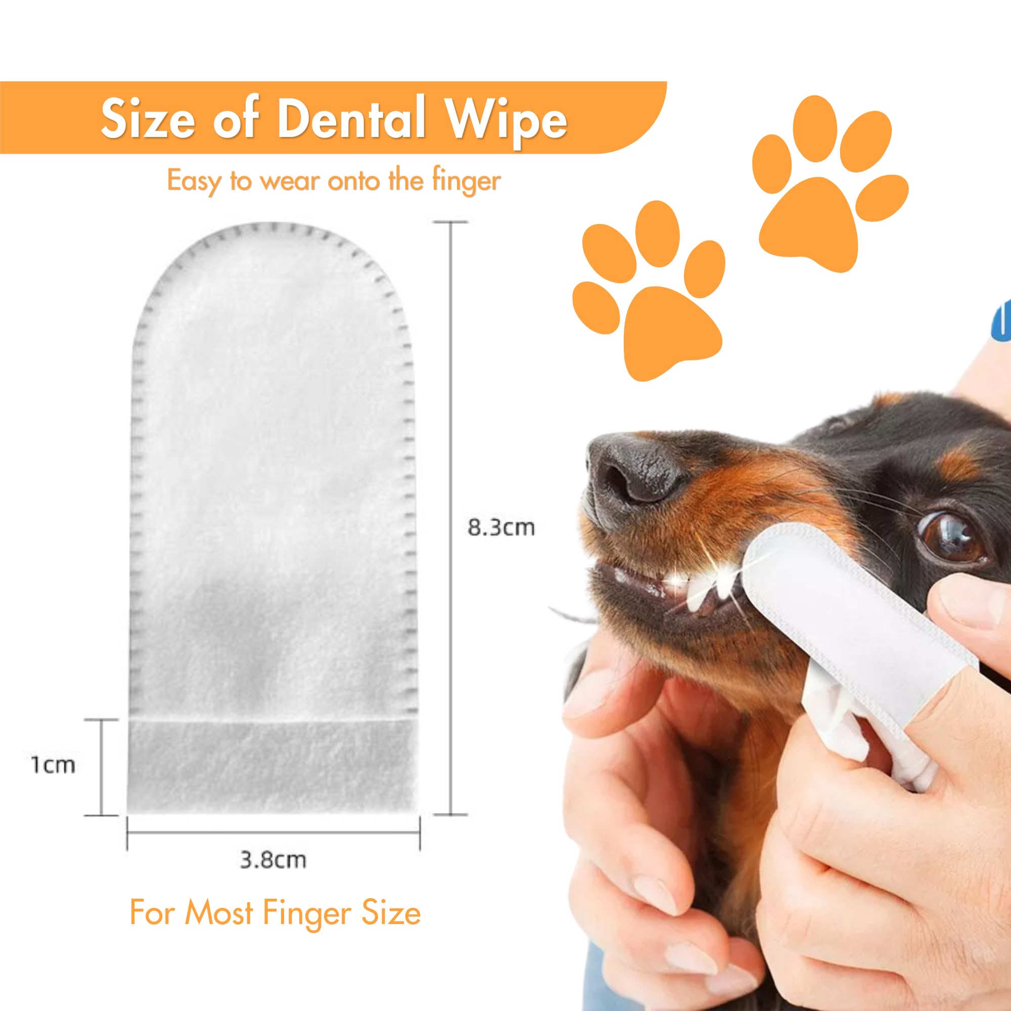 Oligos 50 Pcs Dog Dental Wipes Pet Dental Finger Wipes for Dogs & Cats, Finger Toothbrush for Dogs, Reduces Plaque & Tartar, Freshens Pet Breath