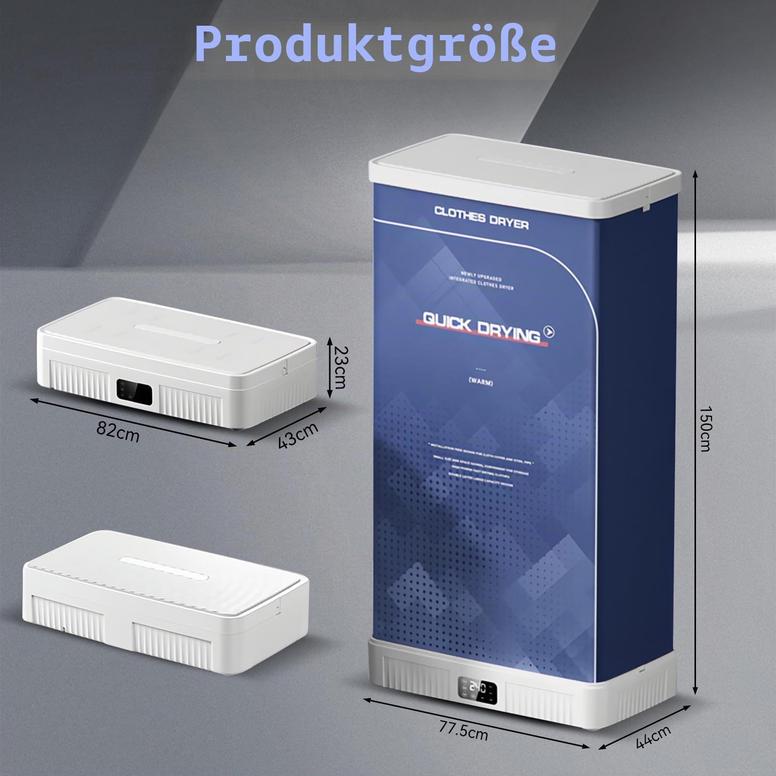 Elektrischer Wäschetrockner 1300 W mit Rollen und 2-stöckigen Gestellen | faltbar und ohne Installation, Wäschetrockenschrank, 500L Fassungsvermögen, 4-Stunden-Timer und Fernbedienung, EU-Stecker