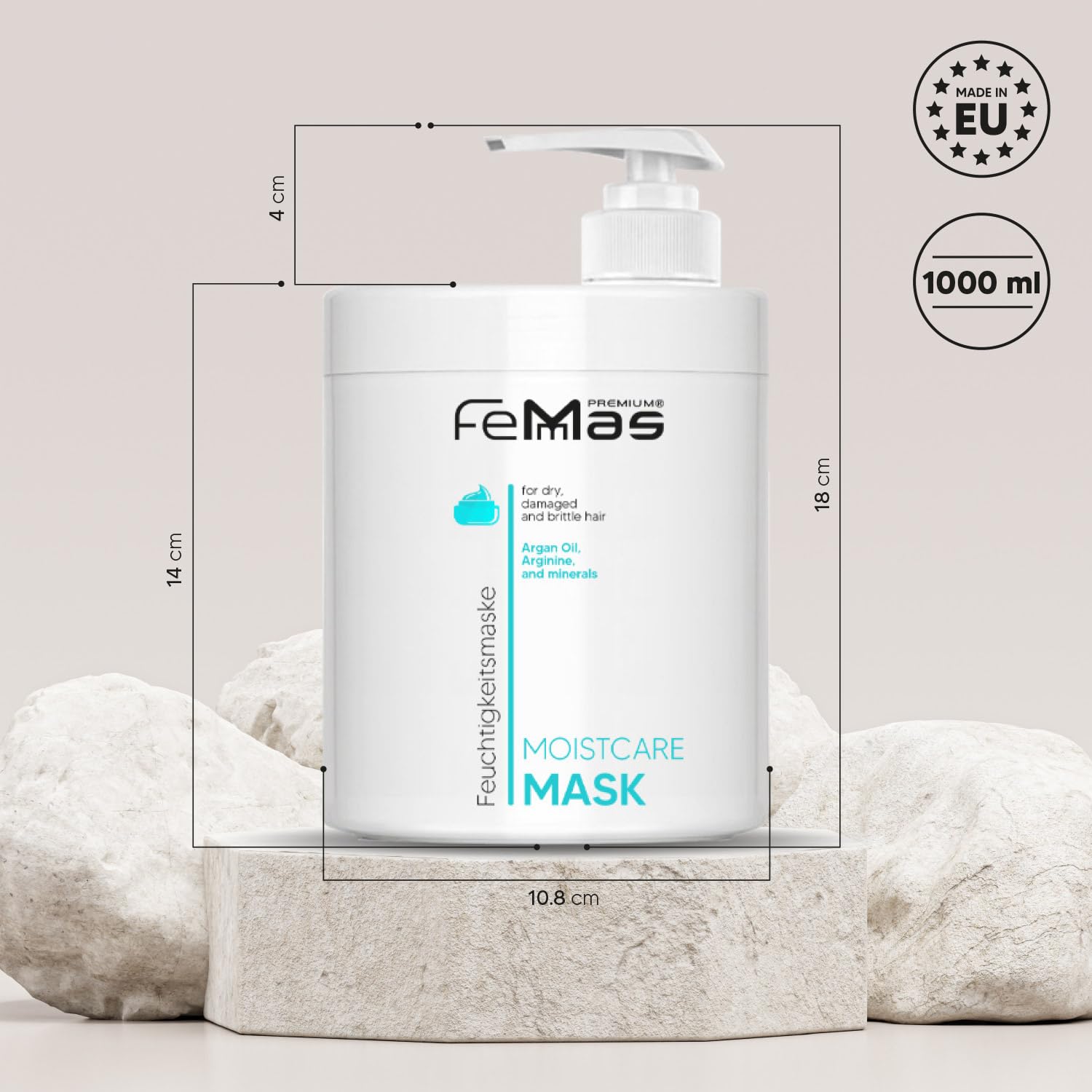Femmas Moistcare zestaw do pielęgnacji włosów, szampon, odżywka, maska, 1000 ml