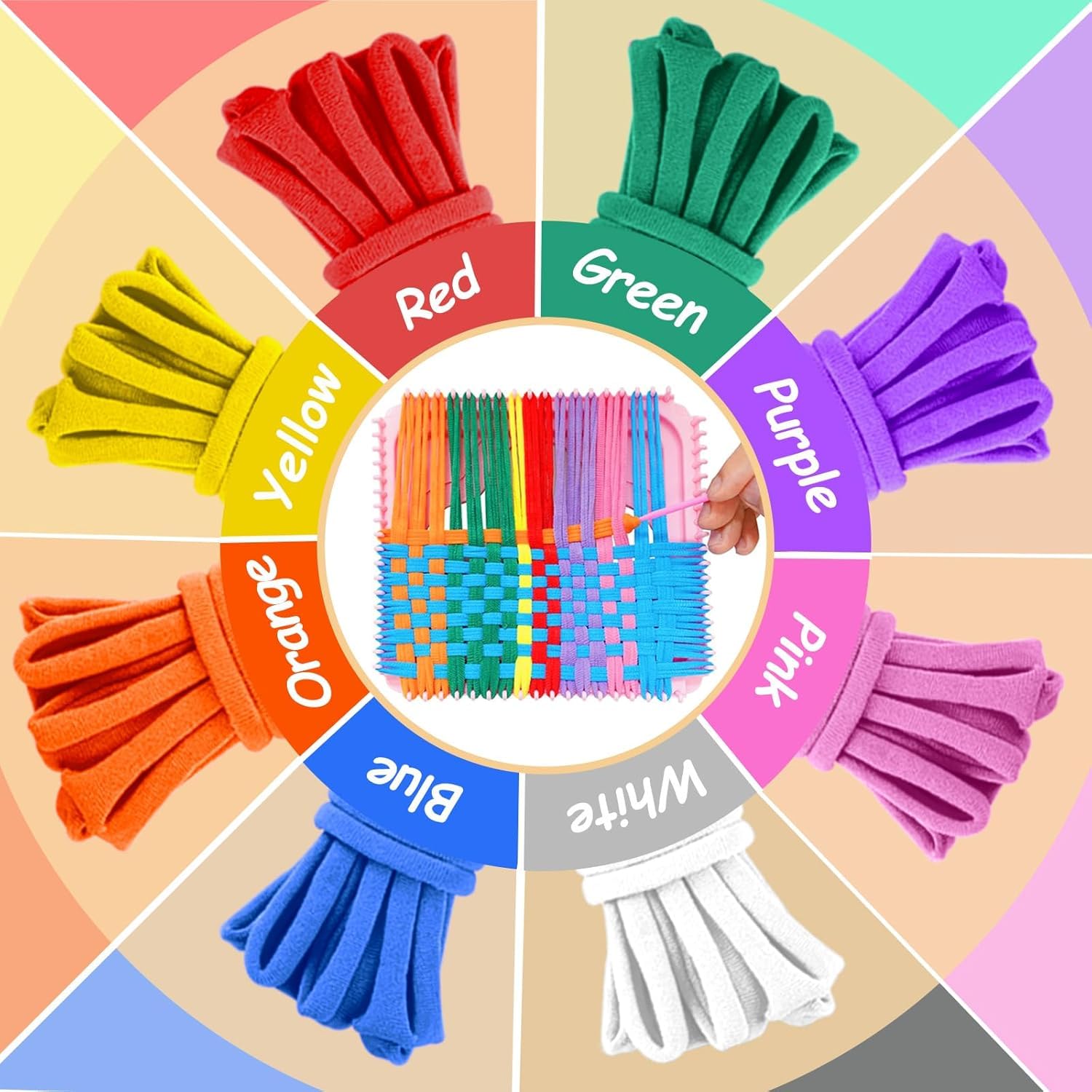 janeunique Métier à tisser pour enfants, ensemble de métier à tricoter pour filles de 6, 7, 8, 9, 25, 25, 30, 30, 12, 17,8 cm, crochet en métal, navette, peigne à tisser, sac à main, cadeau pour