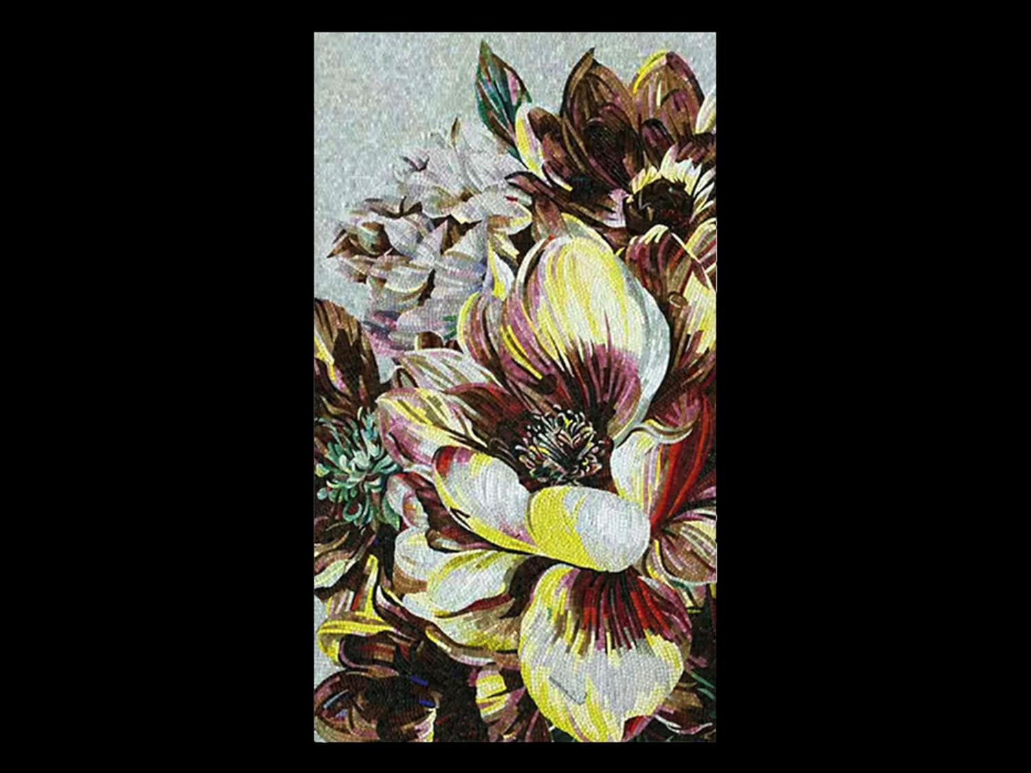 Floral Mystique Mural Design | Captivating Mosaics Art | Mosaic Artwork By Mosaics Lab | Handmade Mixed | This Masterpiece Is Great As Wall Art | Perfect For Any Office, Living Room.