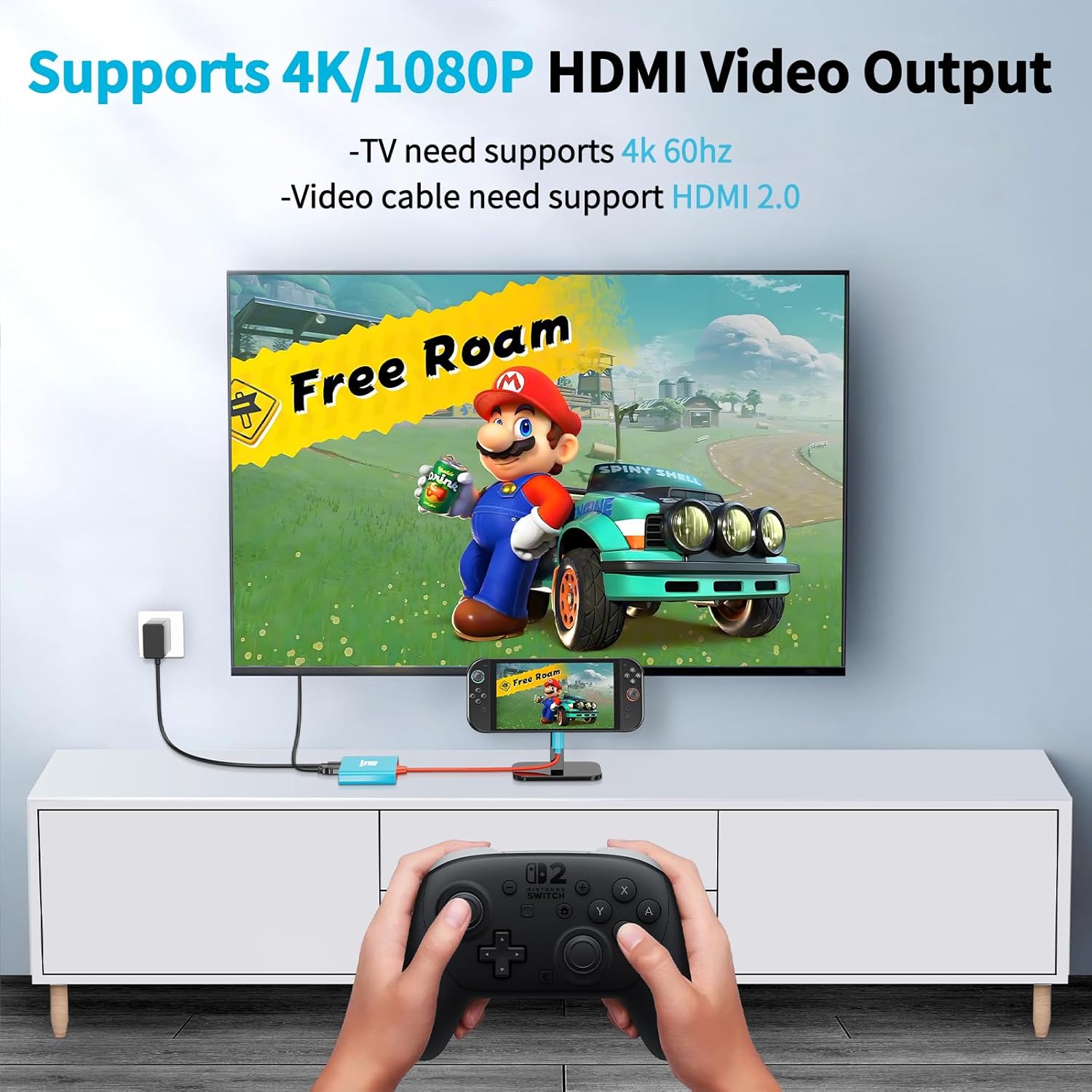 Switch 2 Dock, Replacement for Official Nintendo Switch 2 Dock Support 4K/60HZ Switch 2 TV Mode Compatible NS2, Travel Portable Switch 2 Docking Station with HDMI2.0 Output/PD 100W/USB3.0 Port - Image 5