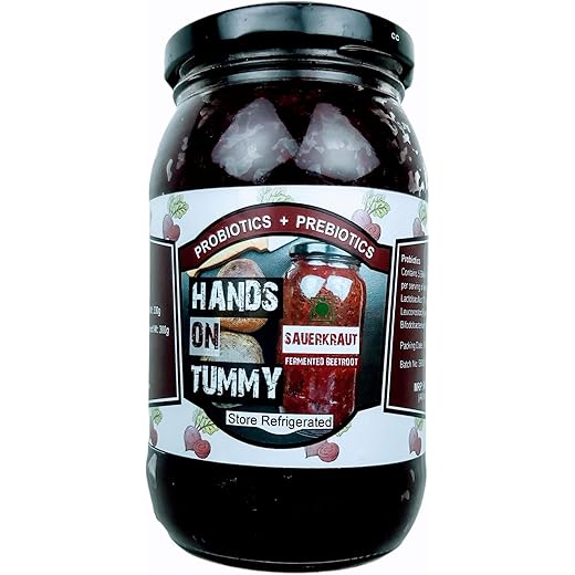 Hands on Tummy - Sauerkraut (330 Grams) - Probiotic - Fermented Beetroot Pickle - Organic
