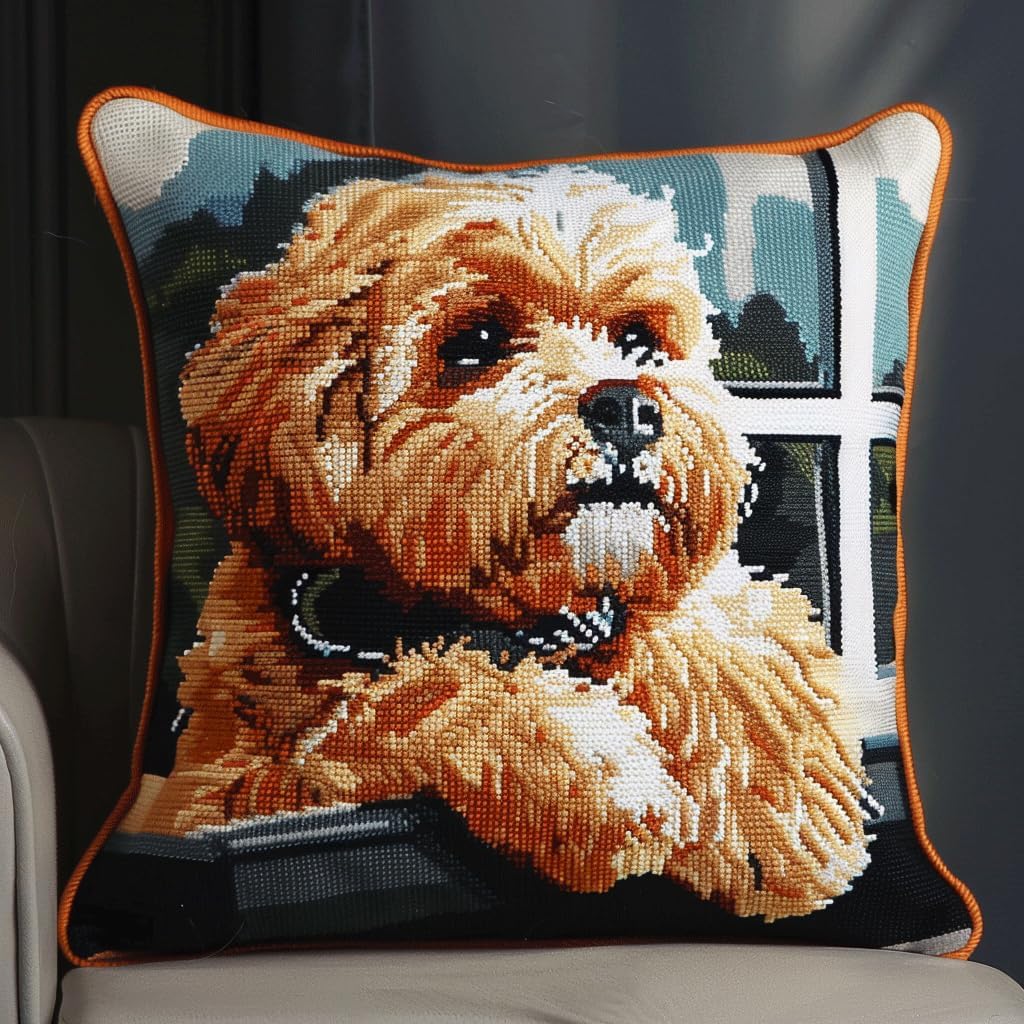 Stamped Cross Stitch Pillow Kits, Cartoon Phoenix 11CT Cross Stitch Cushion Cover Embroidery Kit Pillow Cases Counted Needlepoint Handmade Cushion Cover for Home Decor 18x18inch