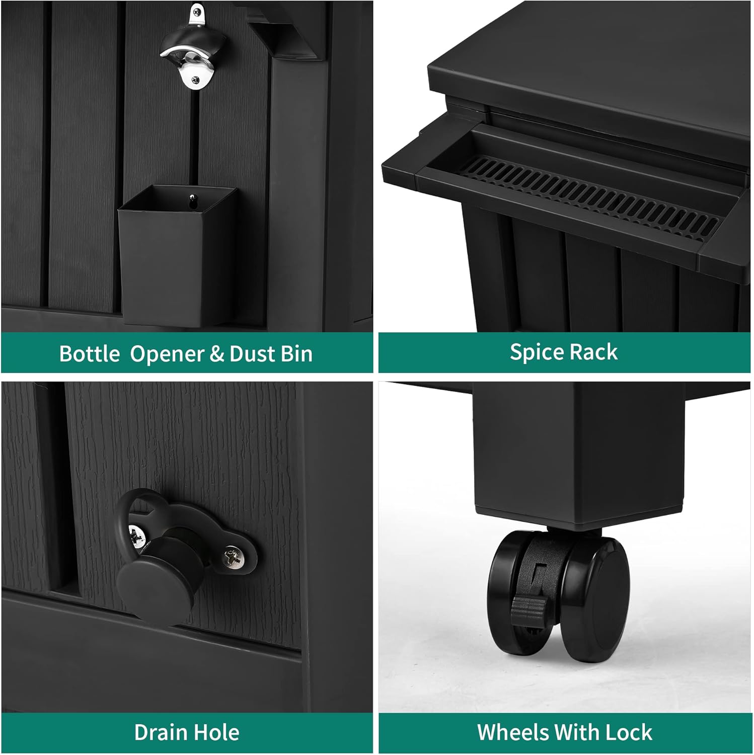 YITAHOME 85 Quart Rolling Cooler Cart with Bottle Opener Drainage, Portable Patio Cooler on Wheels, Outdoor Beverage Cart Ice Chest for Patio Pool Deck Party BBQ Cookouts (Black)