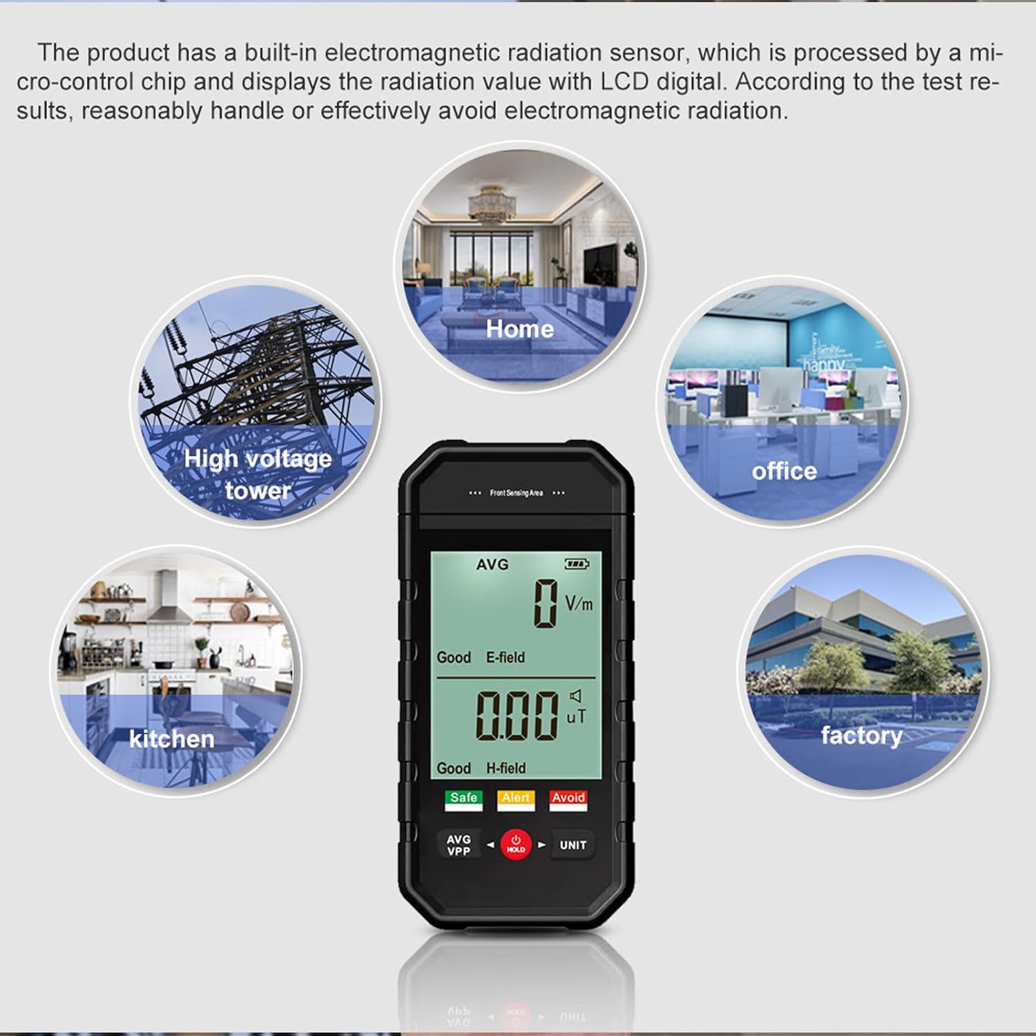 Handheld Radiation Detector, EMF Detector with Large LCD Screen Radiation Meter for Magnetic Field Detection