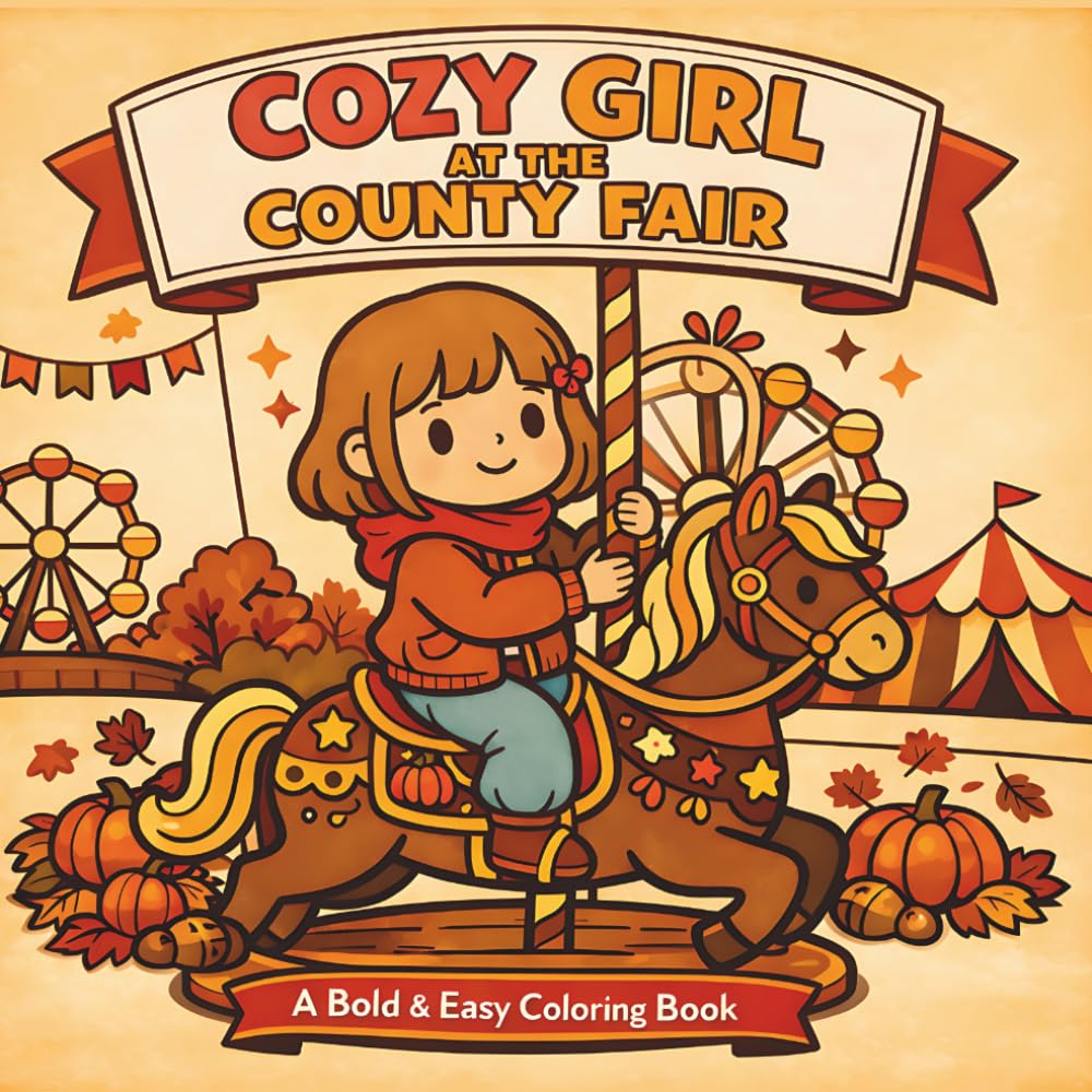 Cozy Girl at the County Fair: A Bold & Easy Coloring Book for Fall Relaxation (30 Page Studio)