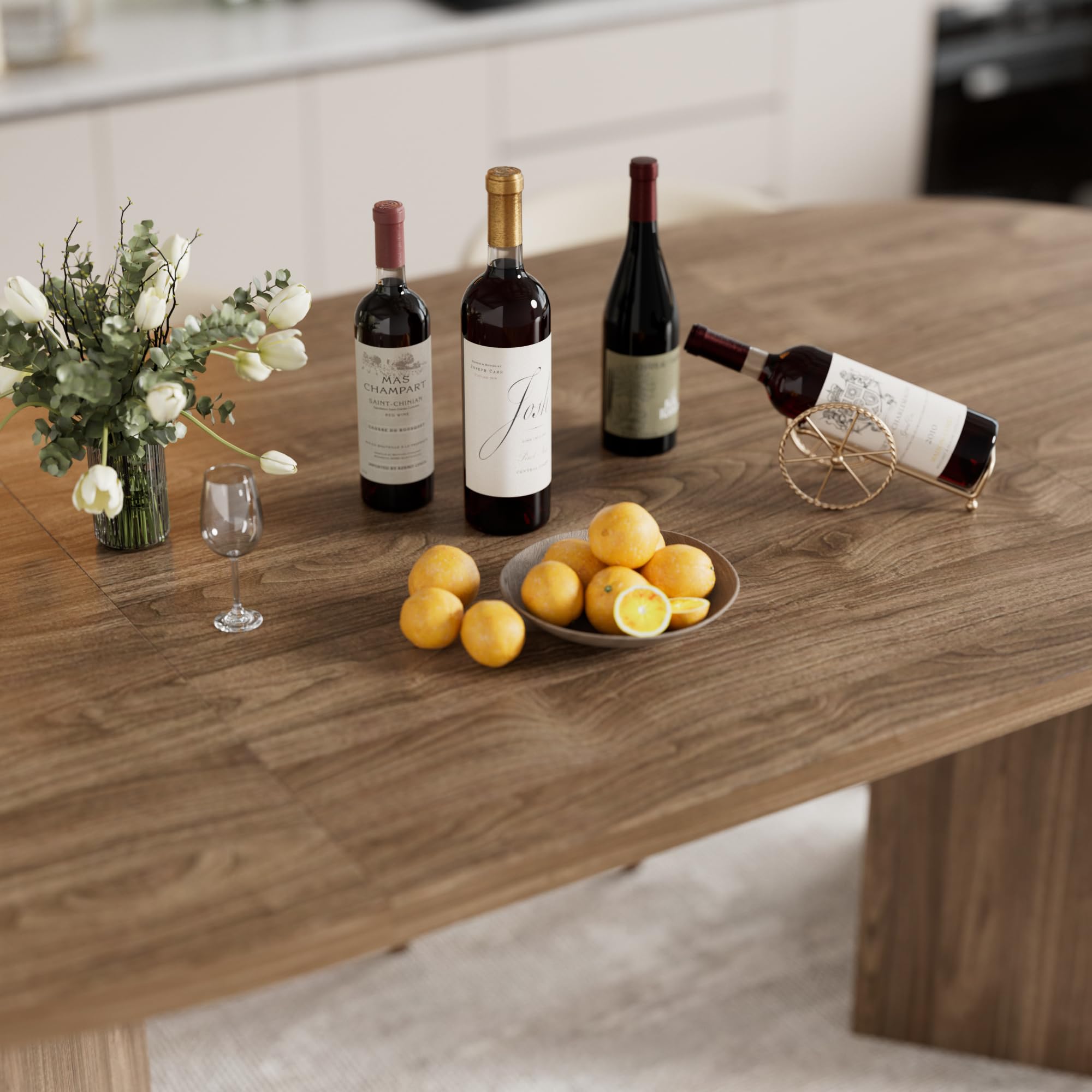 MSFE Tavolo Ovale da Pranzo per 6-10 Persone, Tavolos in legno per Cucina di Casa Soggiorno, Tavolo da Pranzo Marrone, Tavoli moderno per Tempo Libero, 190x90x76cm