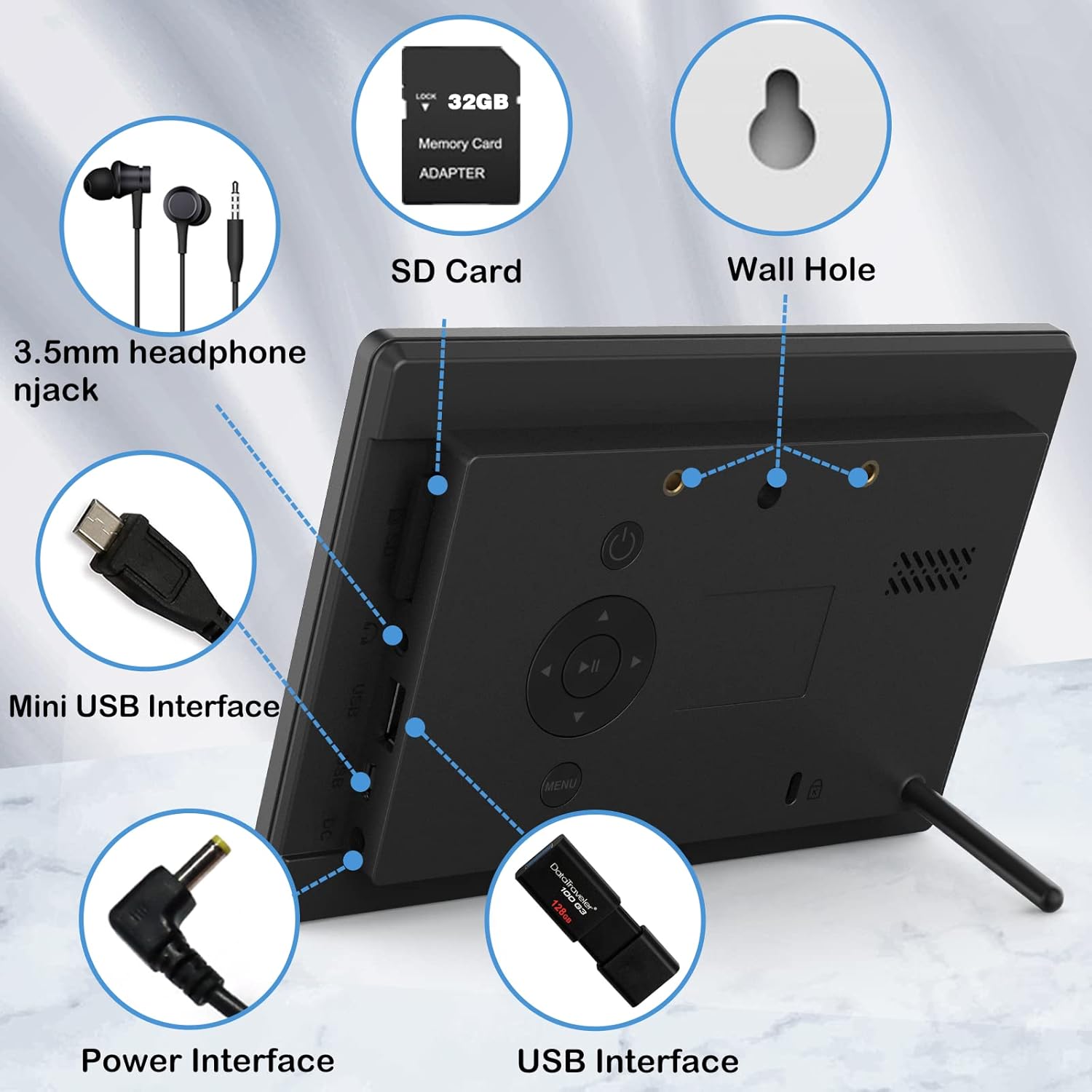 Atatat Digital Picture Frame 10.1 Inch 32GB WiFi Digital Photo Frame