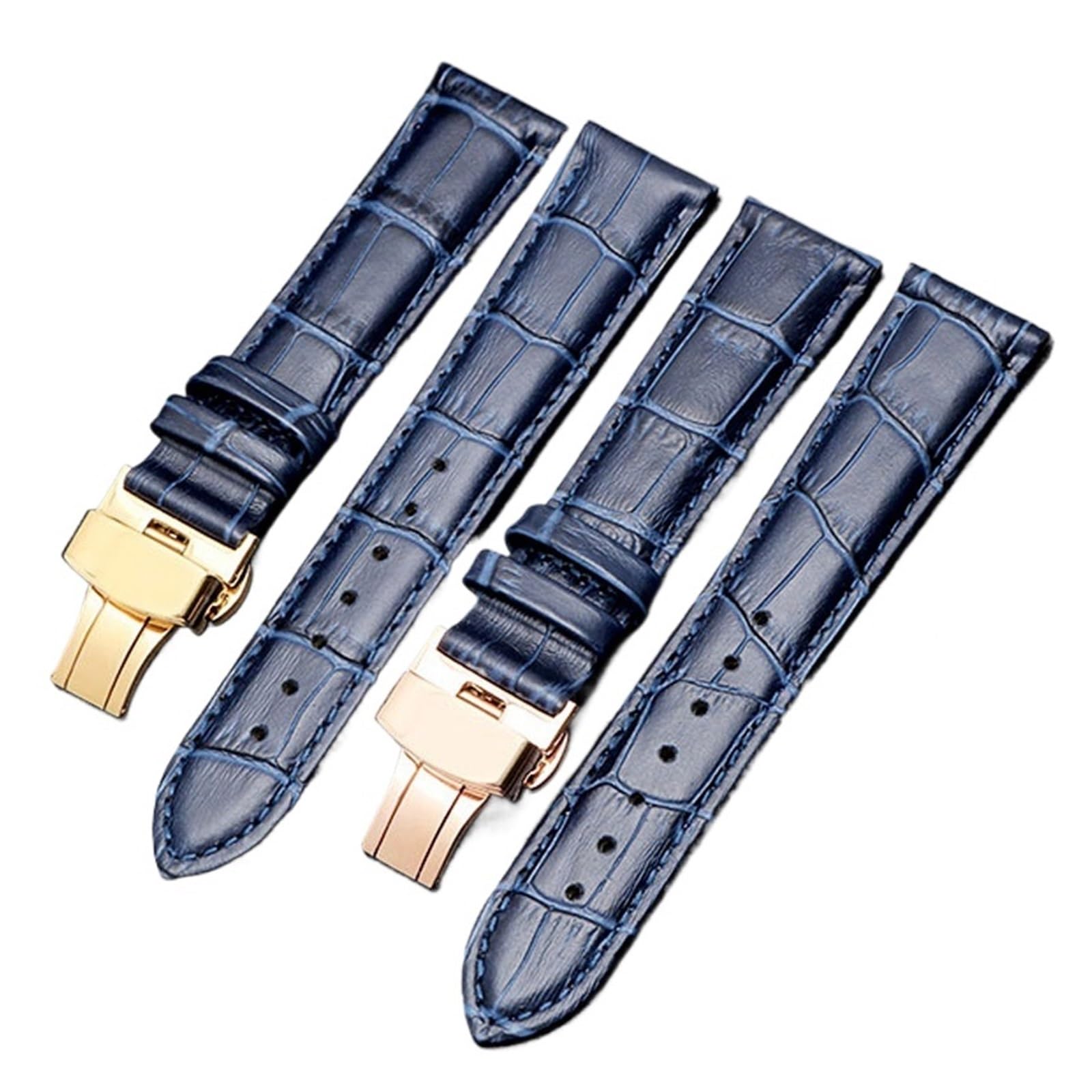 Générique NASUNJIA Bracelet en cuir véritable couleur bleu foncé bracelet de montre fermoir papillon taille 16mm 18mm 20mm 21 22mm 23mm