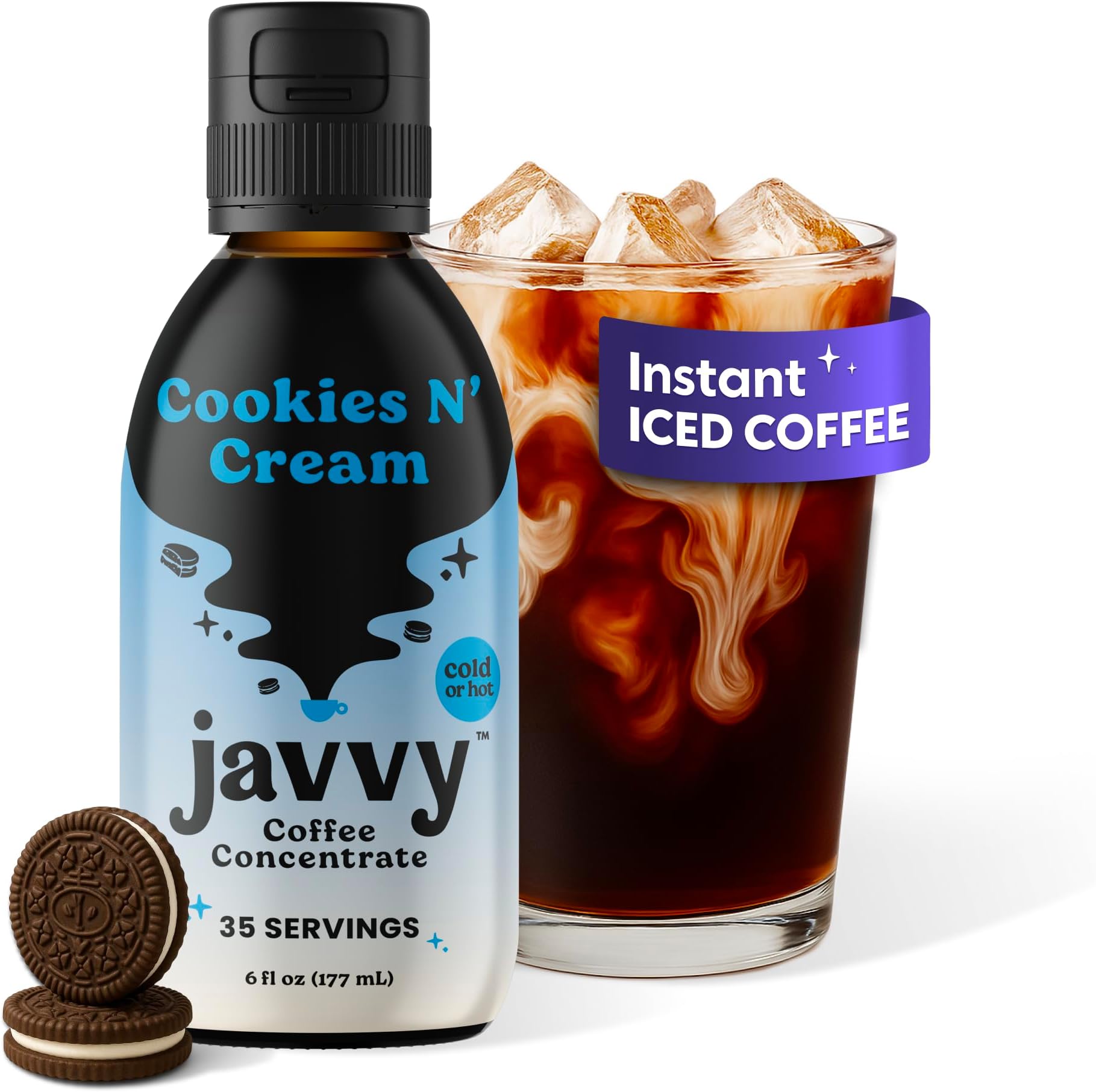 Coffee Concentrate - Limited Release Flavors - Cold Brew Coffee, Perfect for Hot or Iced Instant Coffees, Hot Drinks, Cold Brew Concentrate, 35 Servings - Cookies N’ Cream