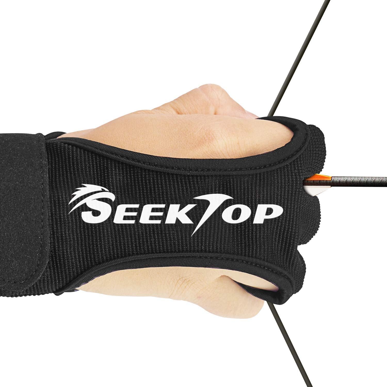 Seektop Archery Gloves Shooting Hunting Leather Three Finger Protector for Youth Adult Beginner : Sports & Outdoors