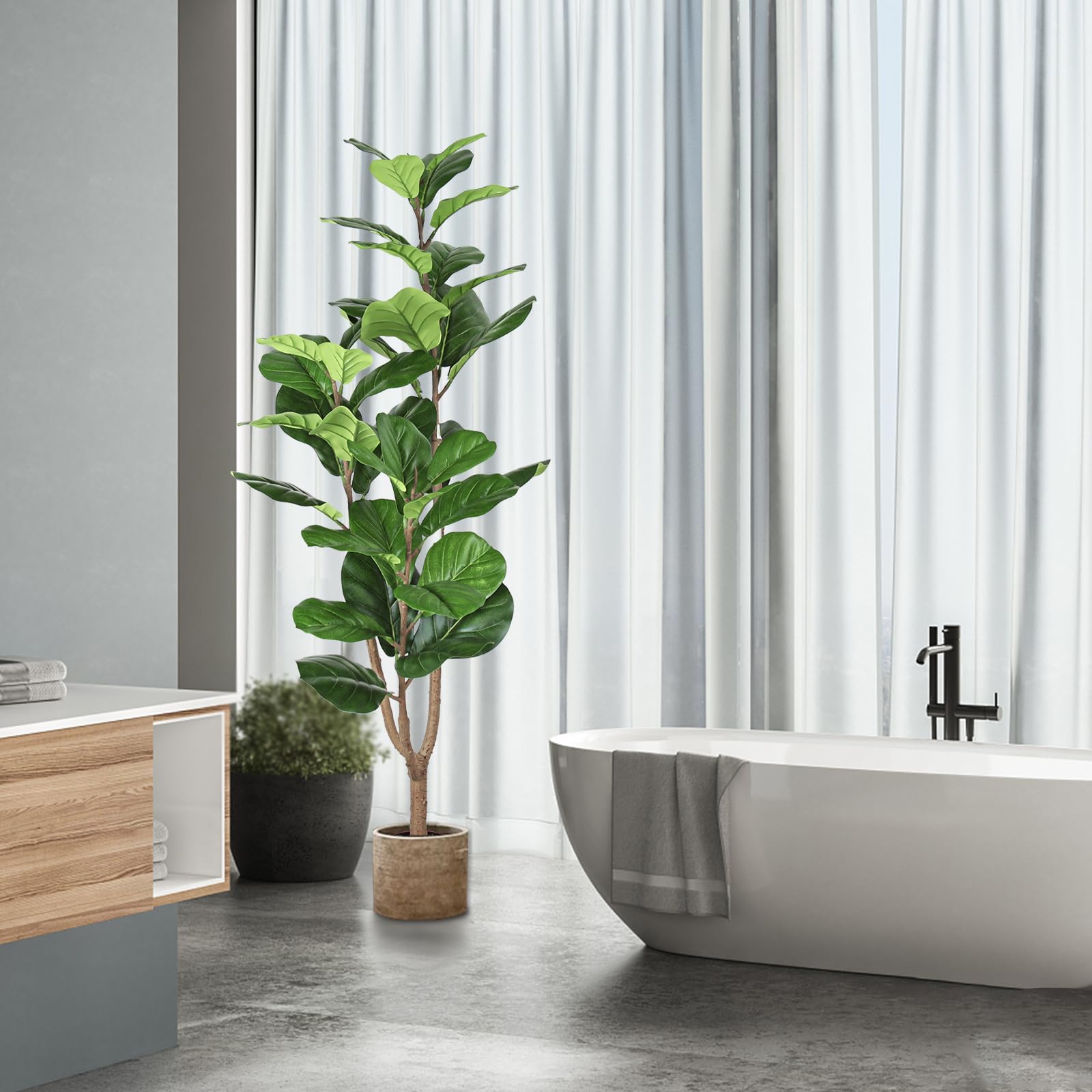 Sullivans Künstliche Feigenblätter – 3er Set, Je 36,8 Cm – Aus Kunststoff, Handgefertigt & Realistisch – Für Indoor & Outdoor