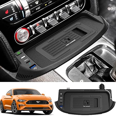 Caricatore Wireless Auto 15W Per Ford Mustang 2015-2021 - Pannello Ricarica Rapida, Compatibile IPhone E Samsung