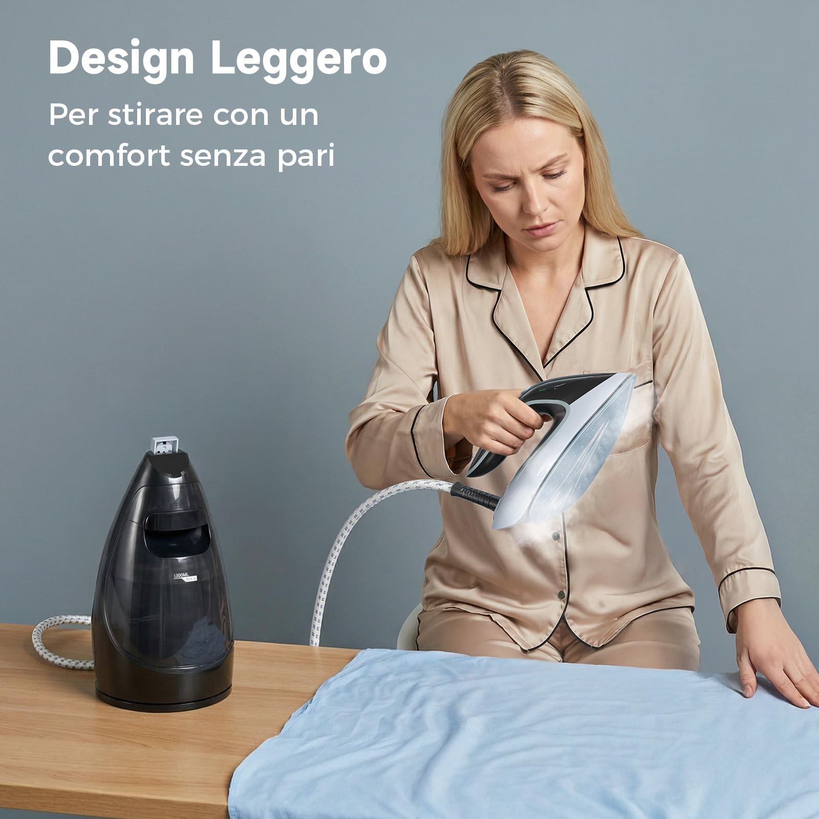 WOOX Ferro da Stiro a Vapore con Caldaia, Ceramica a Riscaldamento Rapido, 2200W, Regolazione Vapore & Temperatura, Autopulizia, Spegnimento Automatico, serbatoio 1300ml – Per stiratura domestica