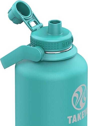 Miniatura 3 de Takeya Pickleball - Botella de agua aislada de acero inoxidable con tapa y asa de transporte, 64 onzas, Dropshot Teal