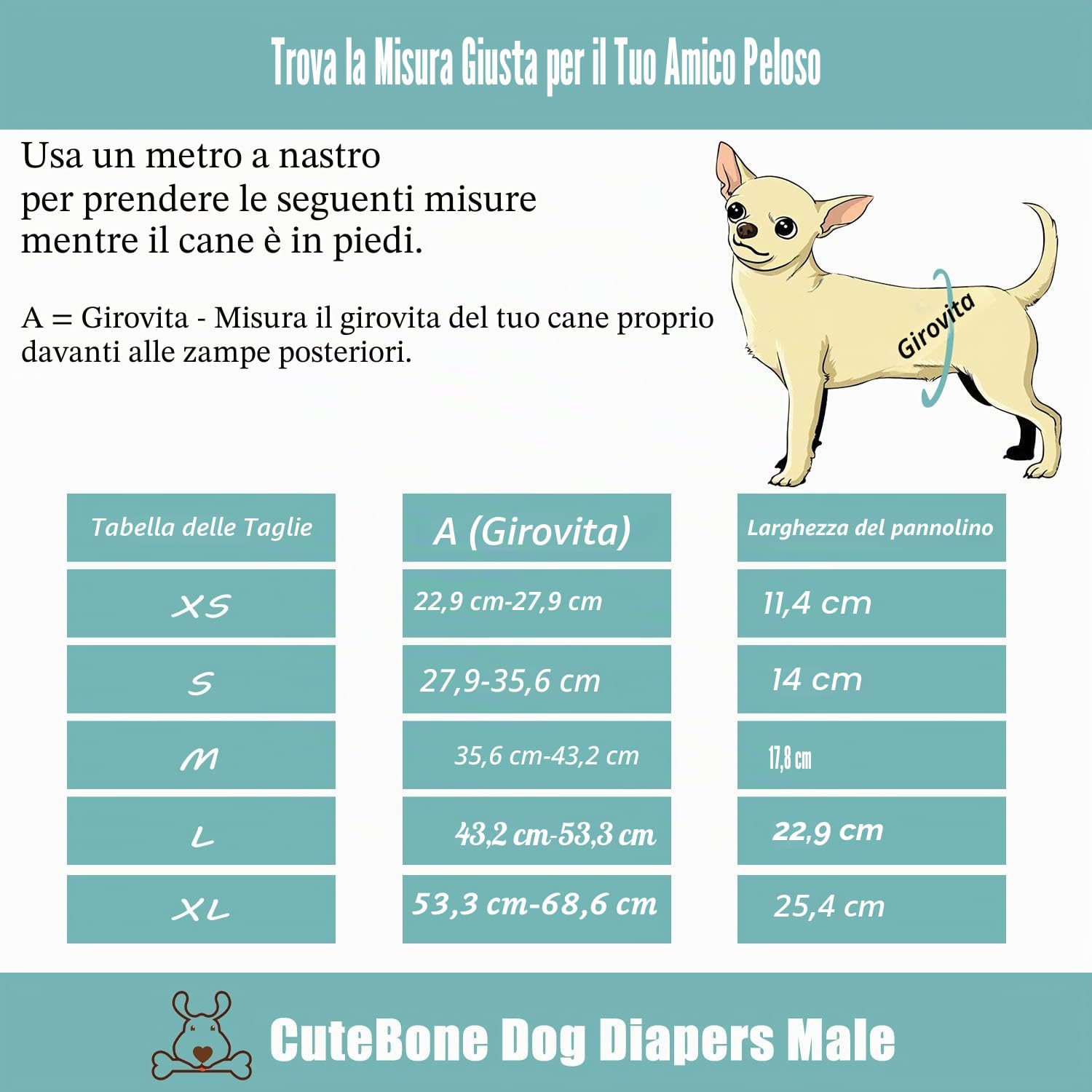 CuteBone Pannolini per Cani Maschi Fasce per Pancia, Confezione da 3 per Cani Maschi Avvolge, Pantaloni Lavabili per Cani DM11S-IT