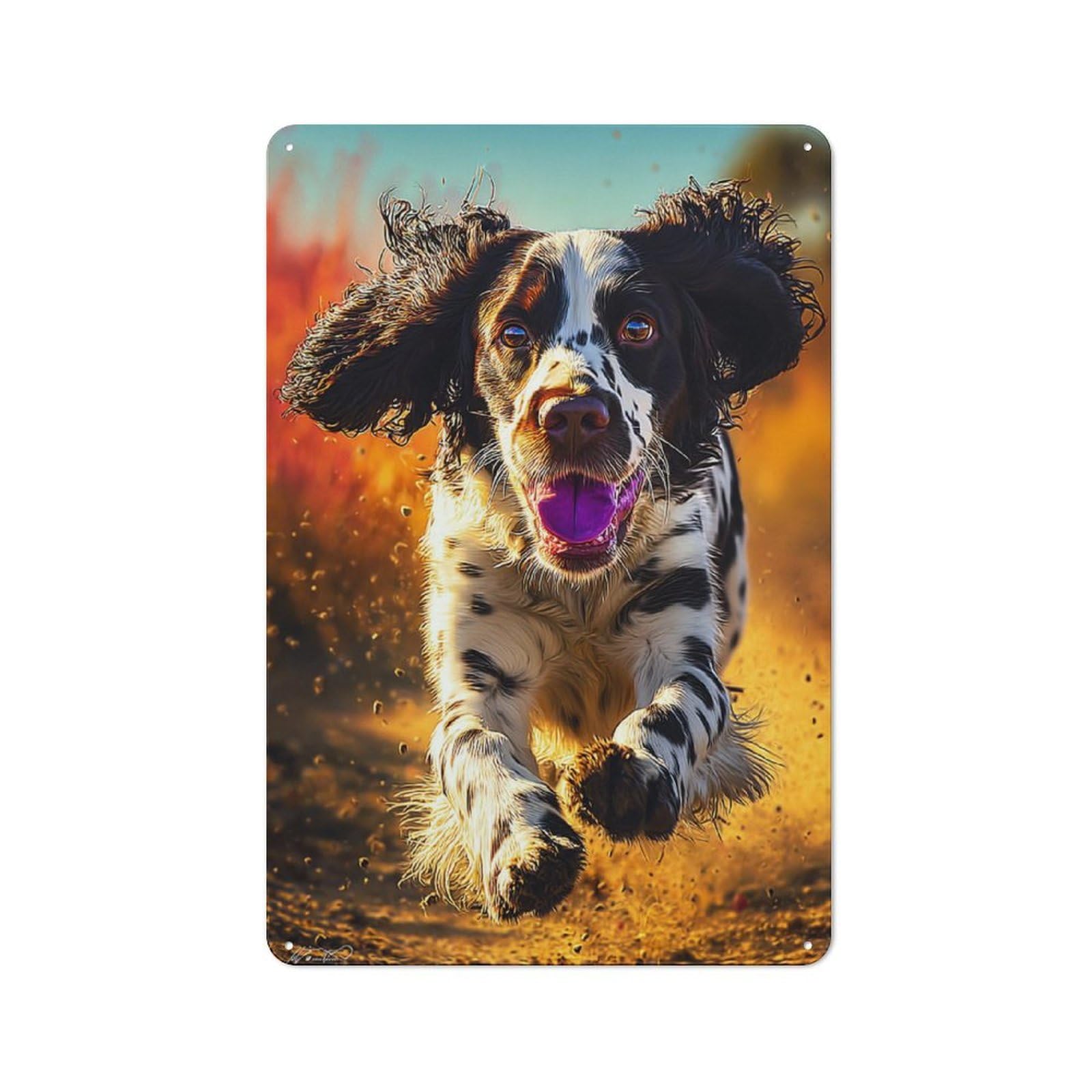 Joyful Spaniel in Motion Metal Wall Plaque, Clean Printed Wall Decor for Home Bar, Pub Room Or Drinks Corner, 30x20cm