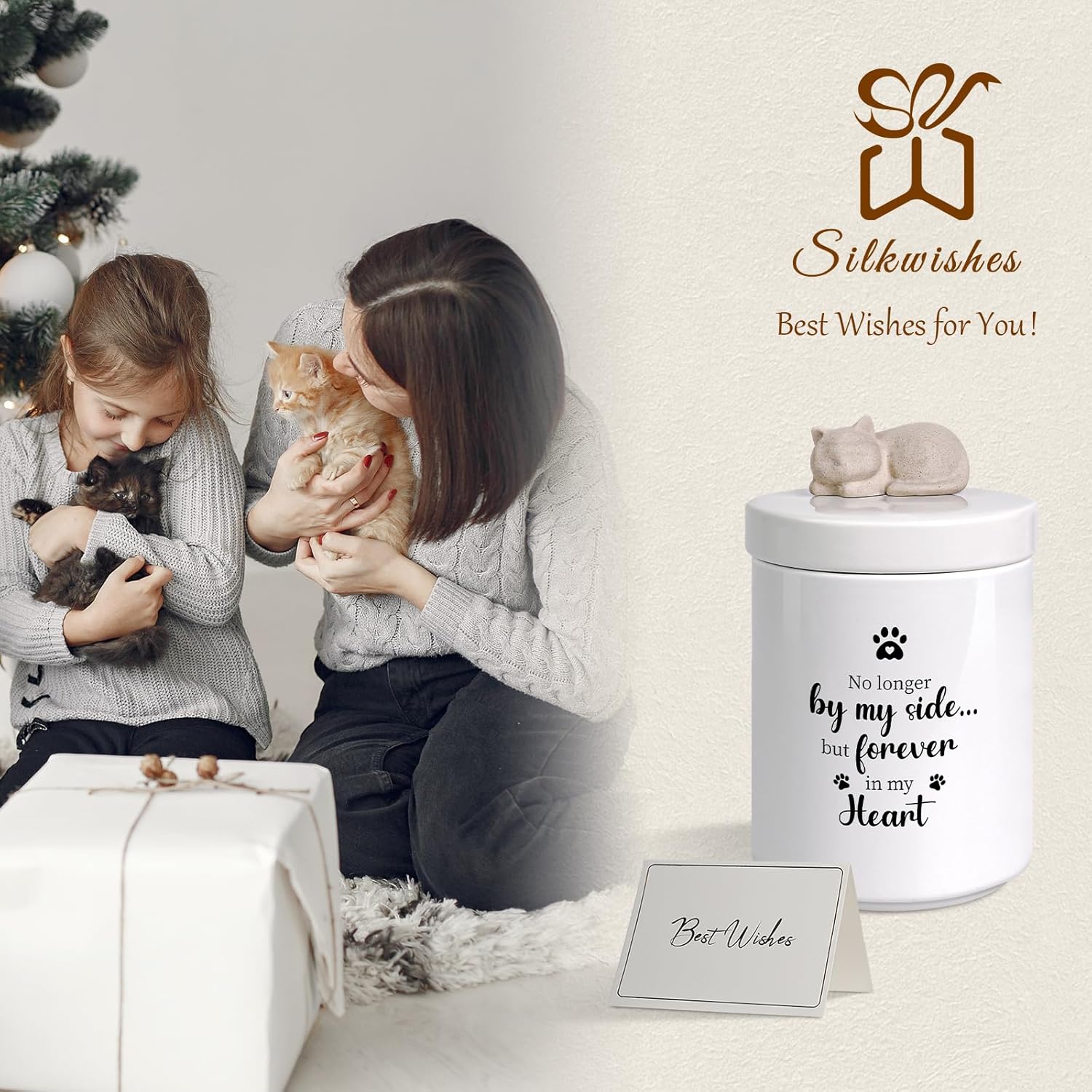 Cat Urns for Ashes, Ceramic, White, Decorative Urn for Ashes for Cat, Up to 45lbs, Pet Memorial - Image 7