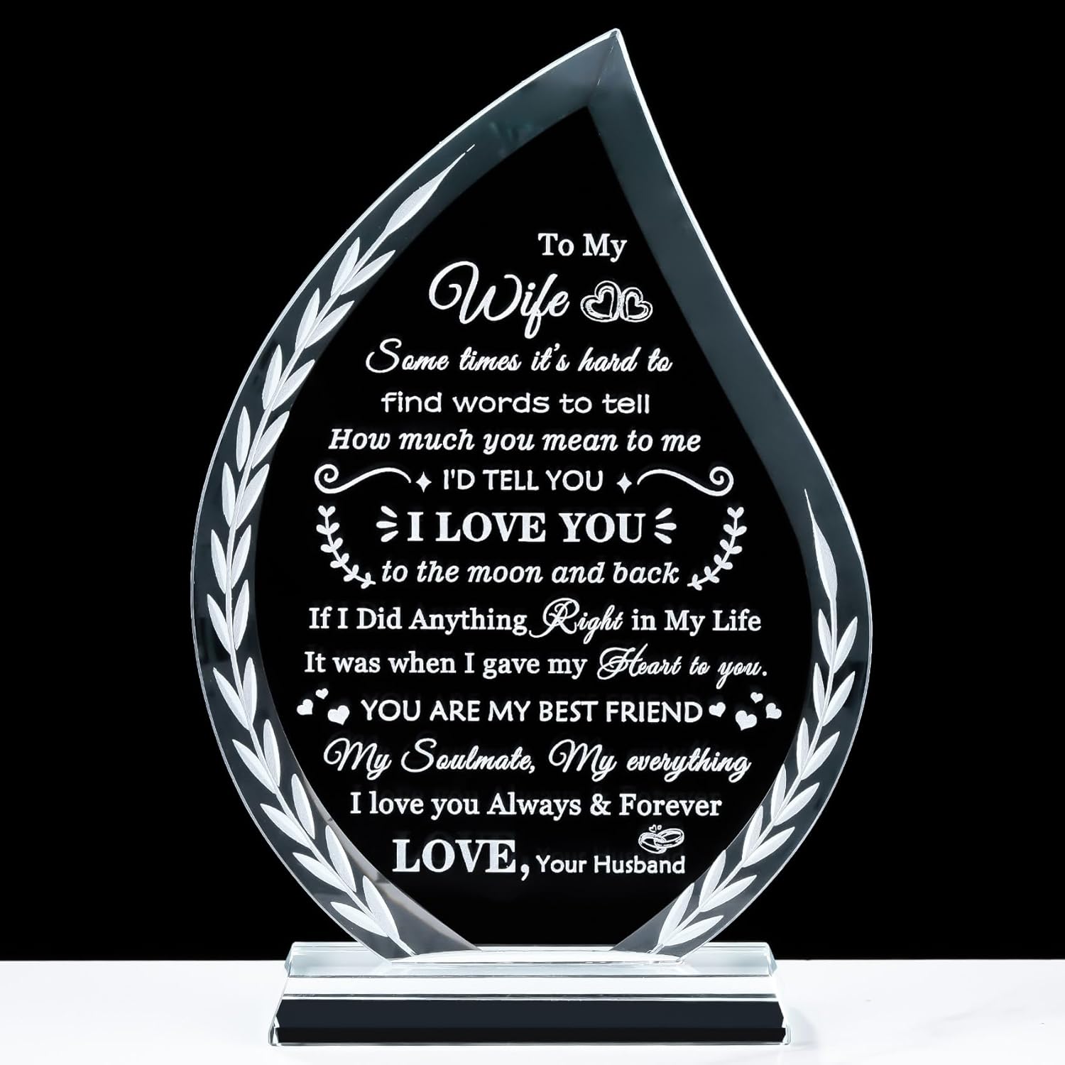 Best Birthday Gifts for Dad from Daughter Son Unique Glass Plaque with Colorful Led Base, To My Dad Meaningful Present for Christmas Thanksgiving Valentines Day Fathers Day