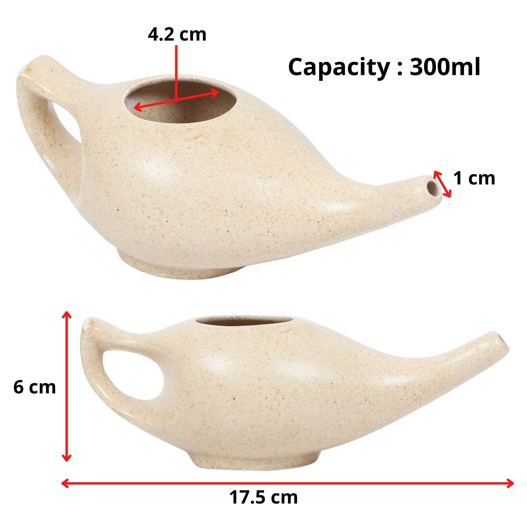 Leak Proof Durable Porcelain Ceramic Neti Pot 220 ML for Natural Nasal Cleansing | Natural Treatment for Sinus, Infection and Congestion Microwave and Dishwasher Friendly (Brown Matt) 3
