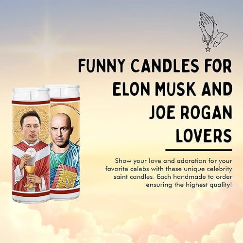 Miniatura 6 de Elon and Rogan Celebrity - Vela votiva de cera de soja hecha a mano sin perfume, regalo único para empresarios y amantes de los podcasts, decoración