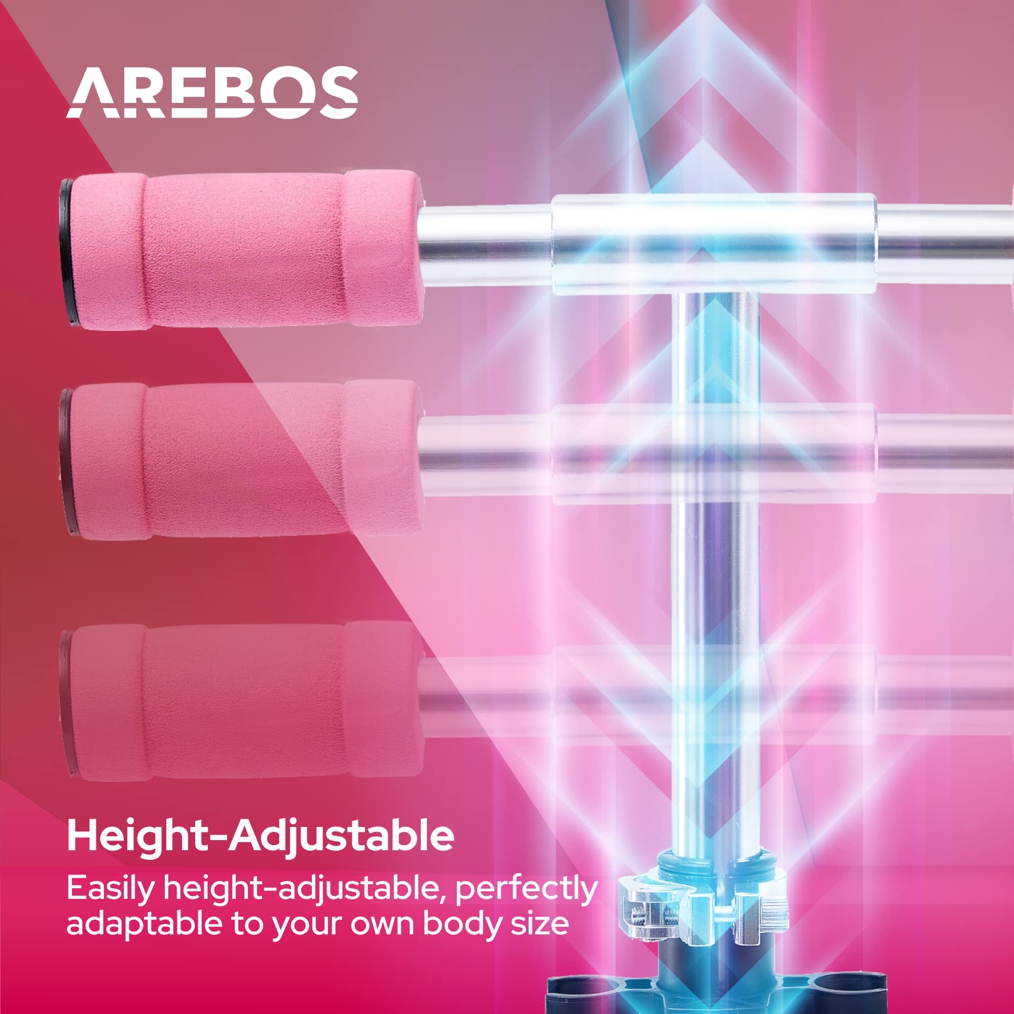 Arebos Patinete | ruedas XXL | correa de transporte | superficie antideslizante | altura ajustable | freno de pedal | máx. 100 kg